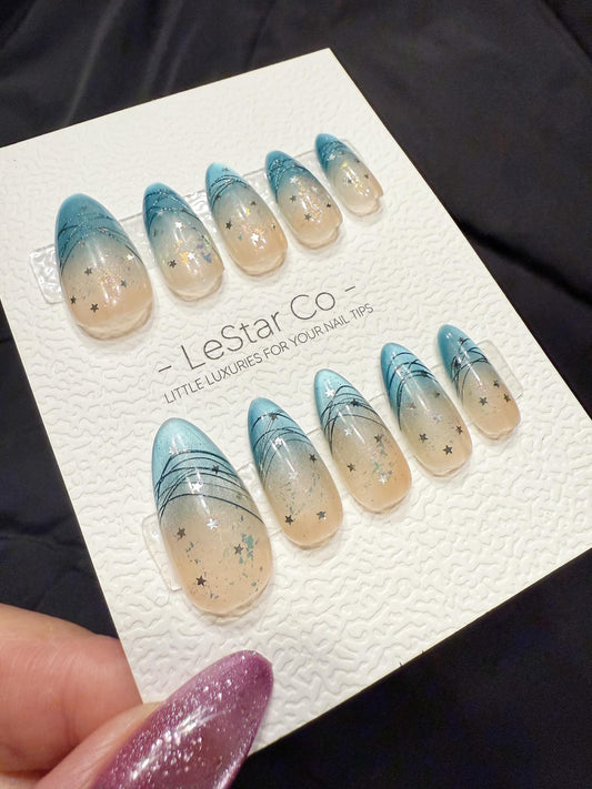 Reusable Celestial Drift Cat Eye| Handmade Press On Gel Nails | 4for3 Timed Offer