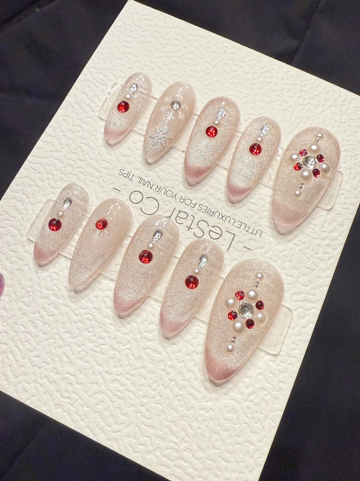 Reusable Ruby Frost Cat Eye | Handmade Press On Gel Acrylic Nails | 4for3 Timed Offer
