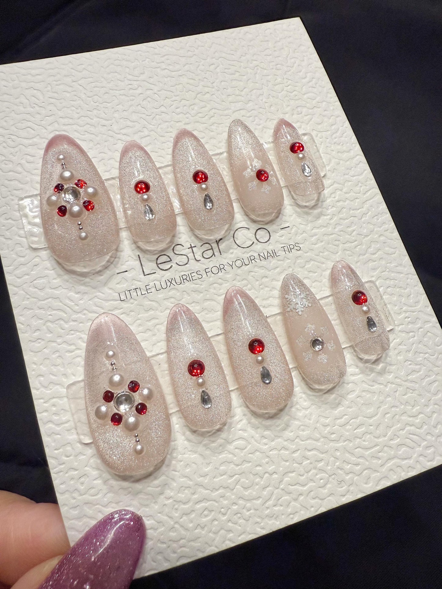 Reusable Ruby Frost Cat Eye | Handmade Press On Gel Acrylic Nails | 4for3 Timed Offer
