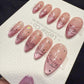 Reusable Pink Nebula Cat Eye | Handmade Press On Gel Acrylic Nails | 4for3 Timed Offer