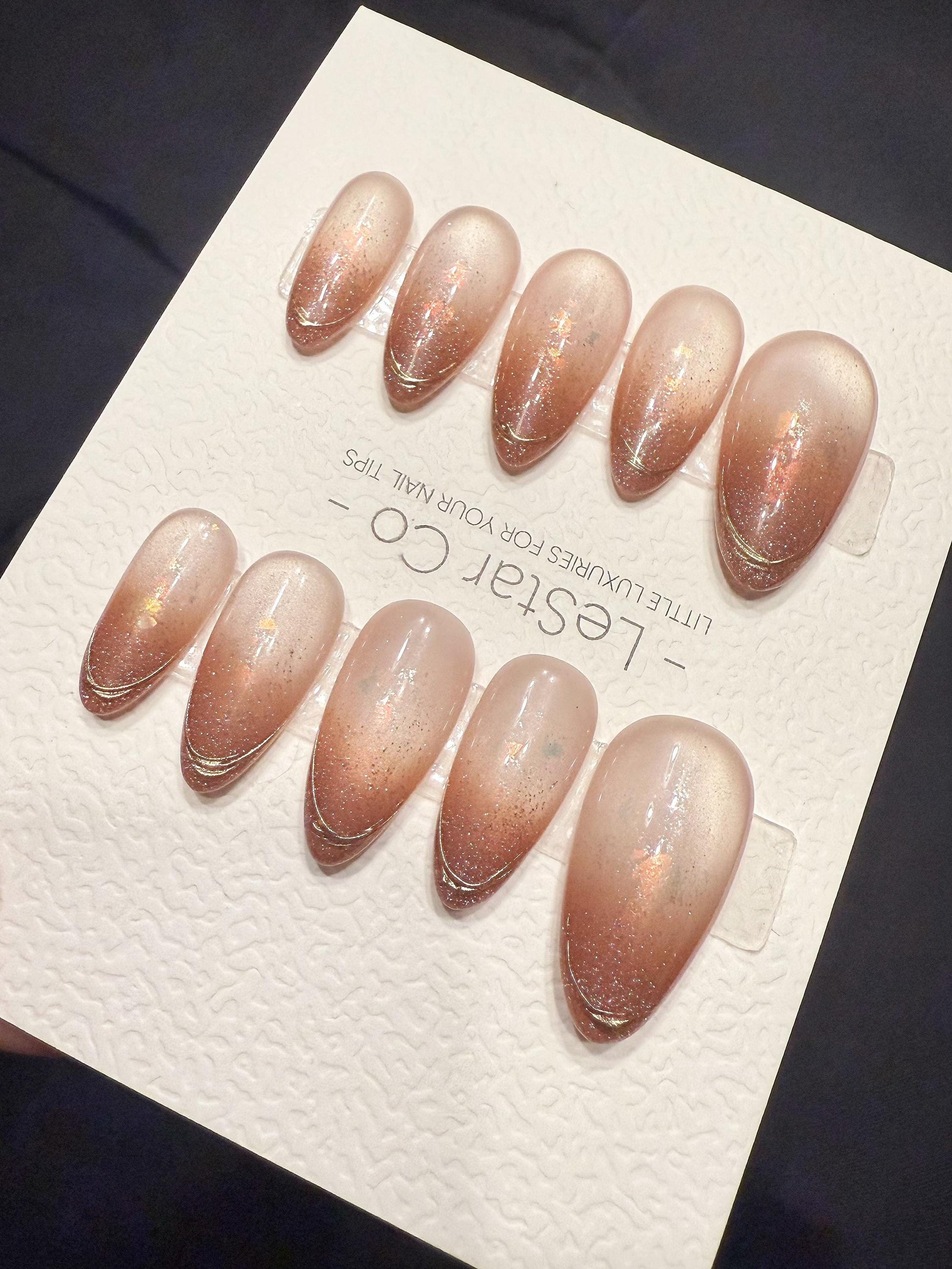 Reusable Rosy Veil Cat Eye | Handmade Press On Gel Acrylic Nails | 4for3 Timed Offer