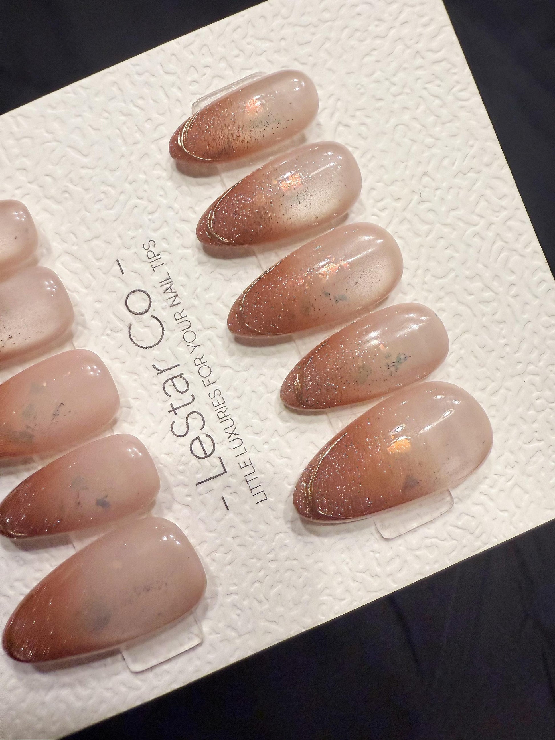 Reusable Rosy Veil Cat Eye | Handmade Press On Gel Acrylic Nails | 4for3 Timed Offer
