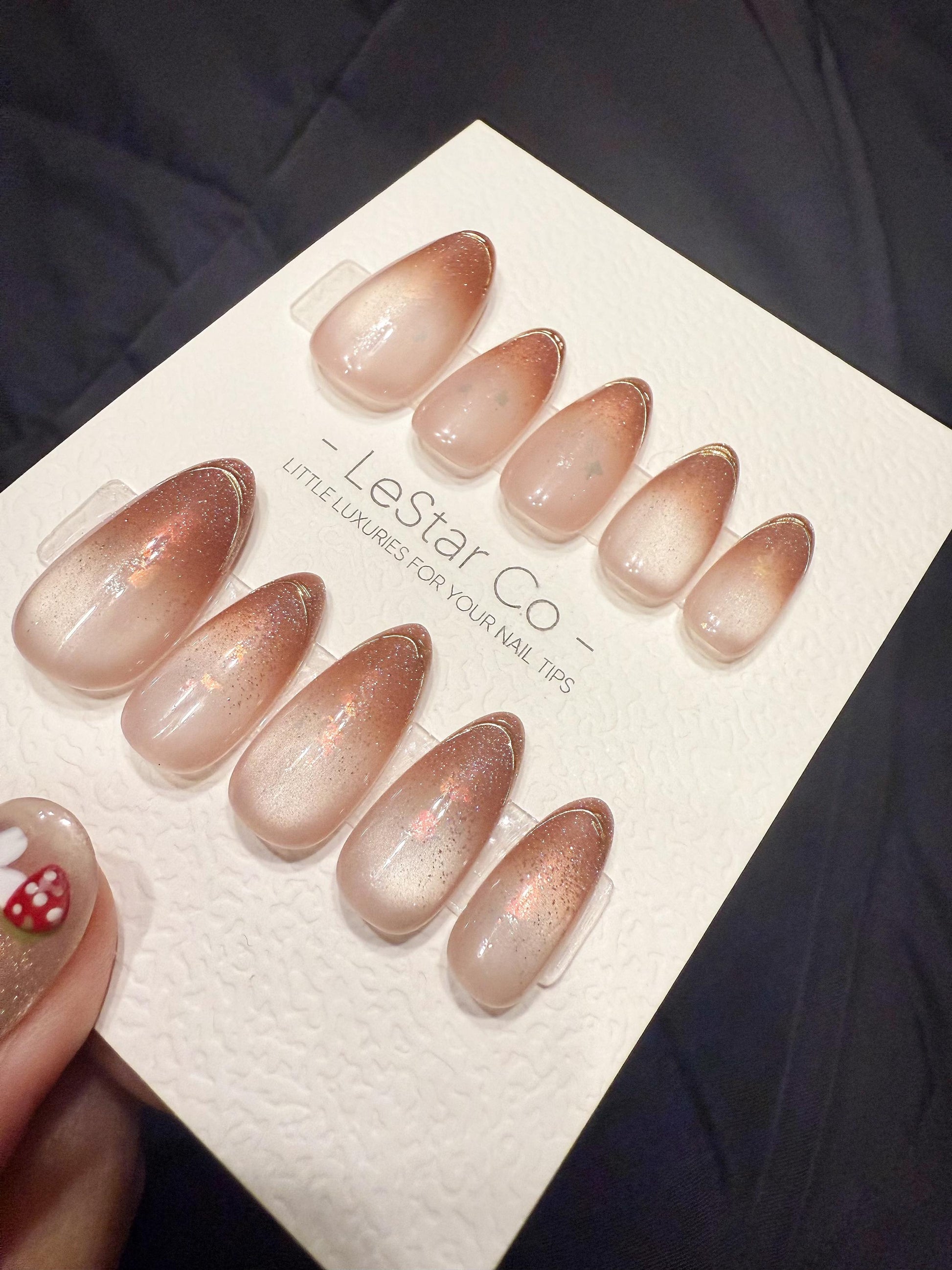 Reusable Rosy Veil Cat Eye | Handmade Press On Gel Acrylic Nails | 4for3 Timed Offer
