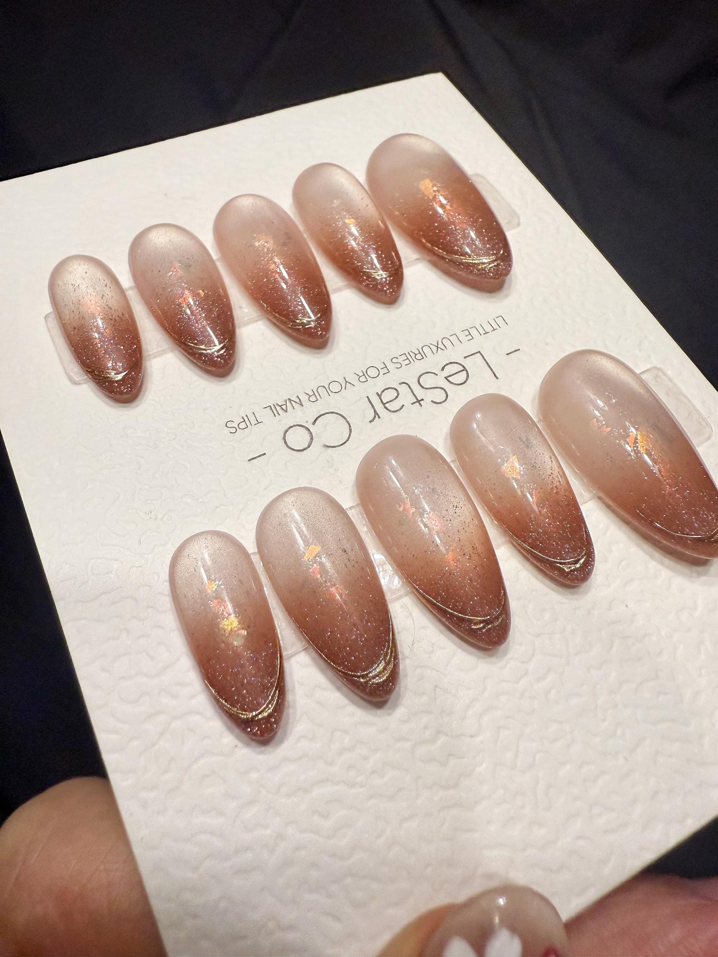 Reusable Rosy Veil Cat Eye | Handmade Press On Gel Acrylic Nails | 4for3 Timed Offer