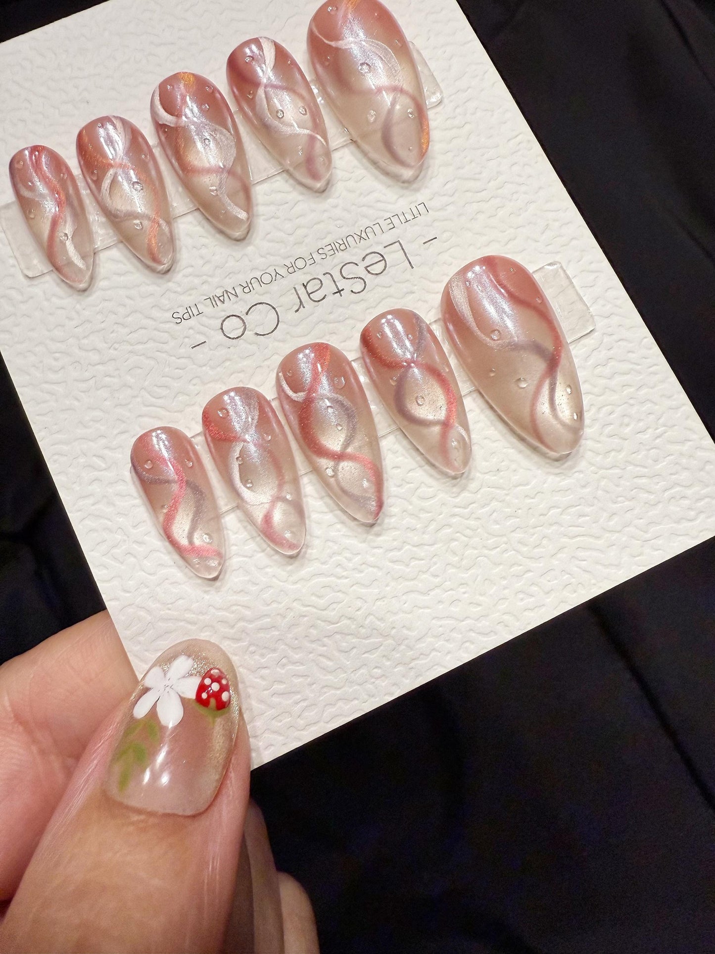 Reusable Twist Bloom Cat Eye | Handmade Press On Gel Acrylic Nails | 4for3 Timed Offer