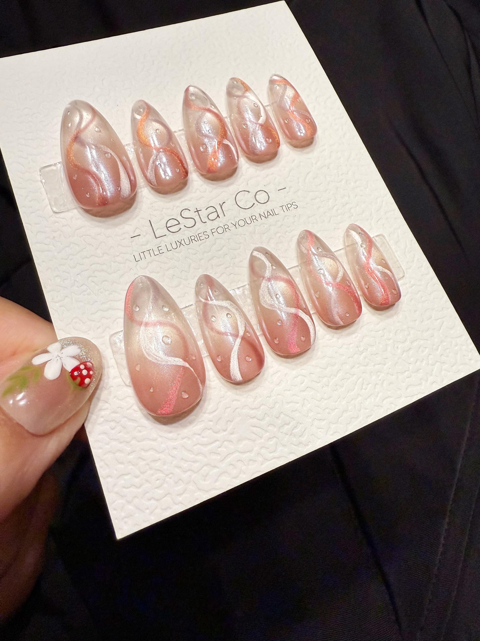 Reusable Twist Bloom Cat Eye | Handmade Press On Gel Acrylic Nails | 4for3 Timed Offer