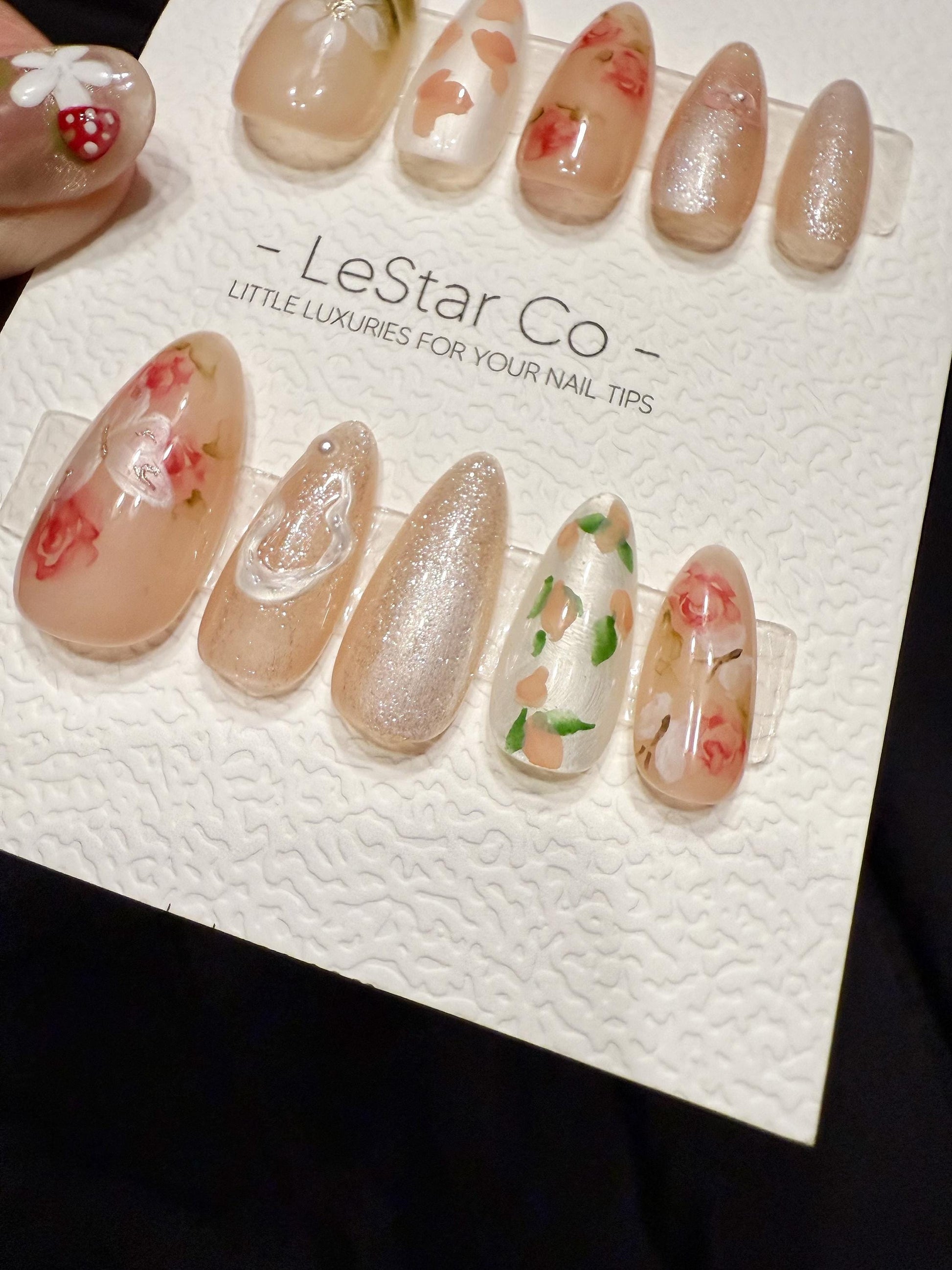 Reusable Butterfly in Rose Garden | Handmade Press On Gel Acrylic Nails | 4for3 Timed Offer