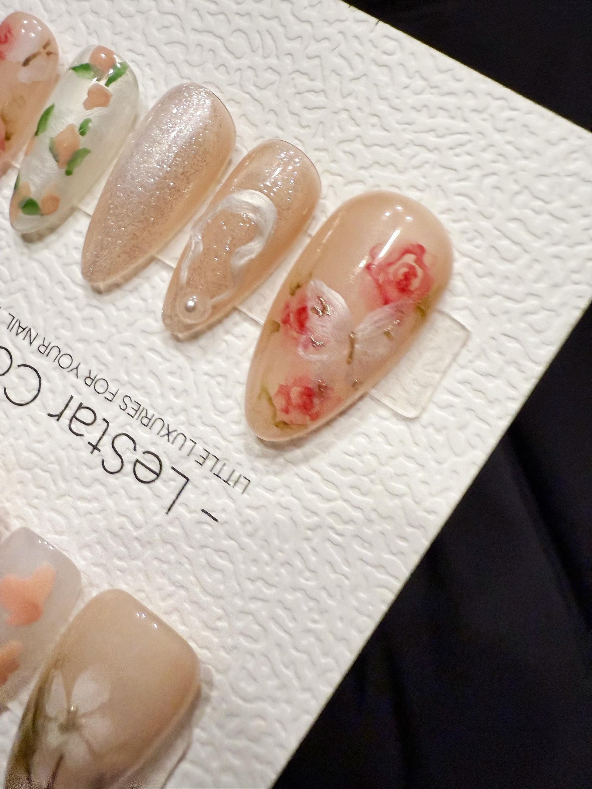 Reusable Butterfly in Rose Garden | Handmade Press On Gel Acrylic Nails | 4for3 Timed Offer