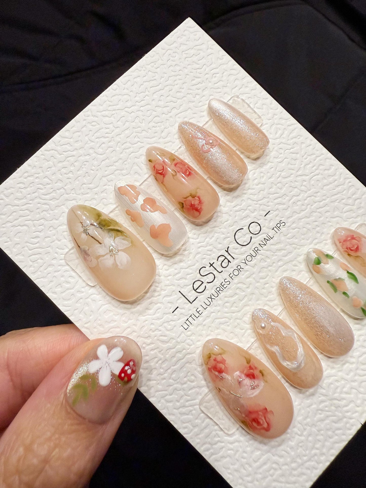 Reusable Butterfly in Rose Garden | Handmade Press On Gel Acrylic Nails | 4for3 Timed Offer