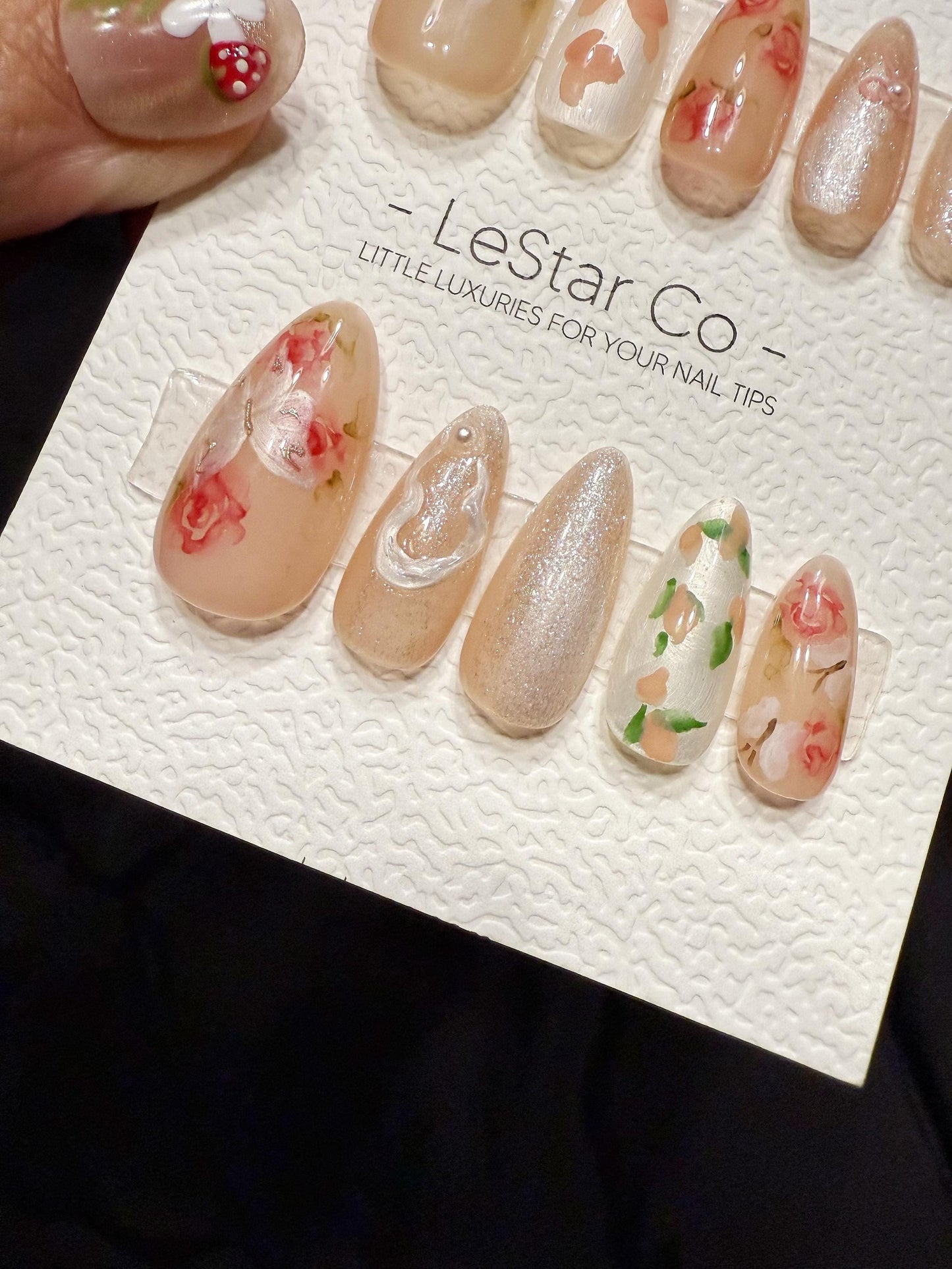 Reusable Butterfly in Rose Garden | Handmade Press On Gel Acrylic Nails | 4for3 Timed Offer