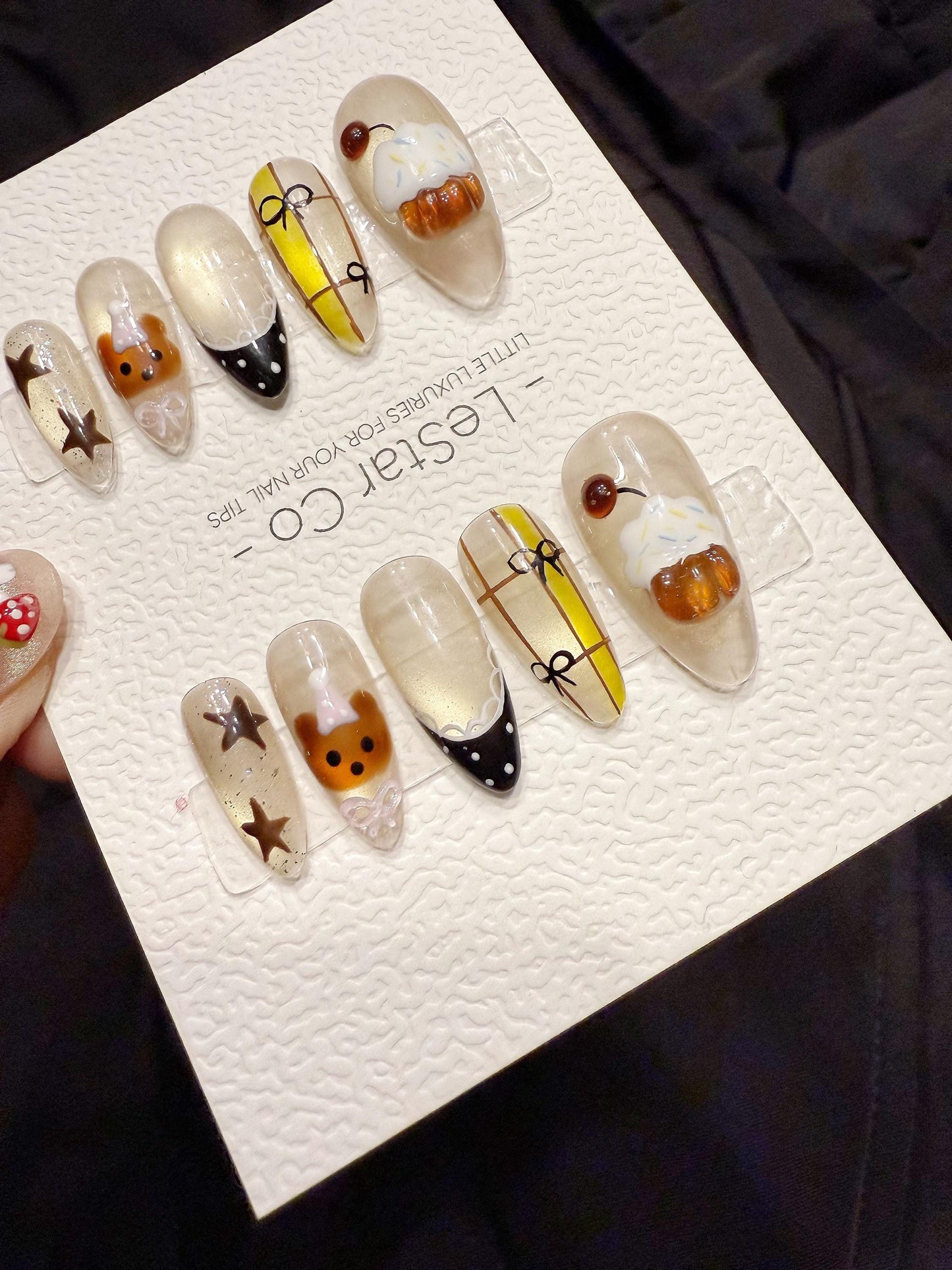 Reusable Cupcake Teddy | Handmade Press On Gel Acrylic Nails | 4for3 Timed Offer