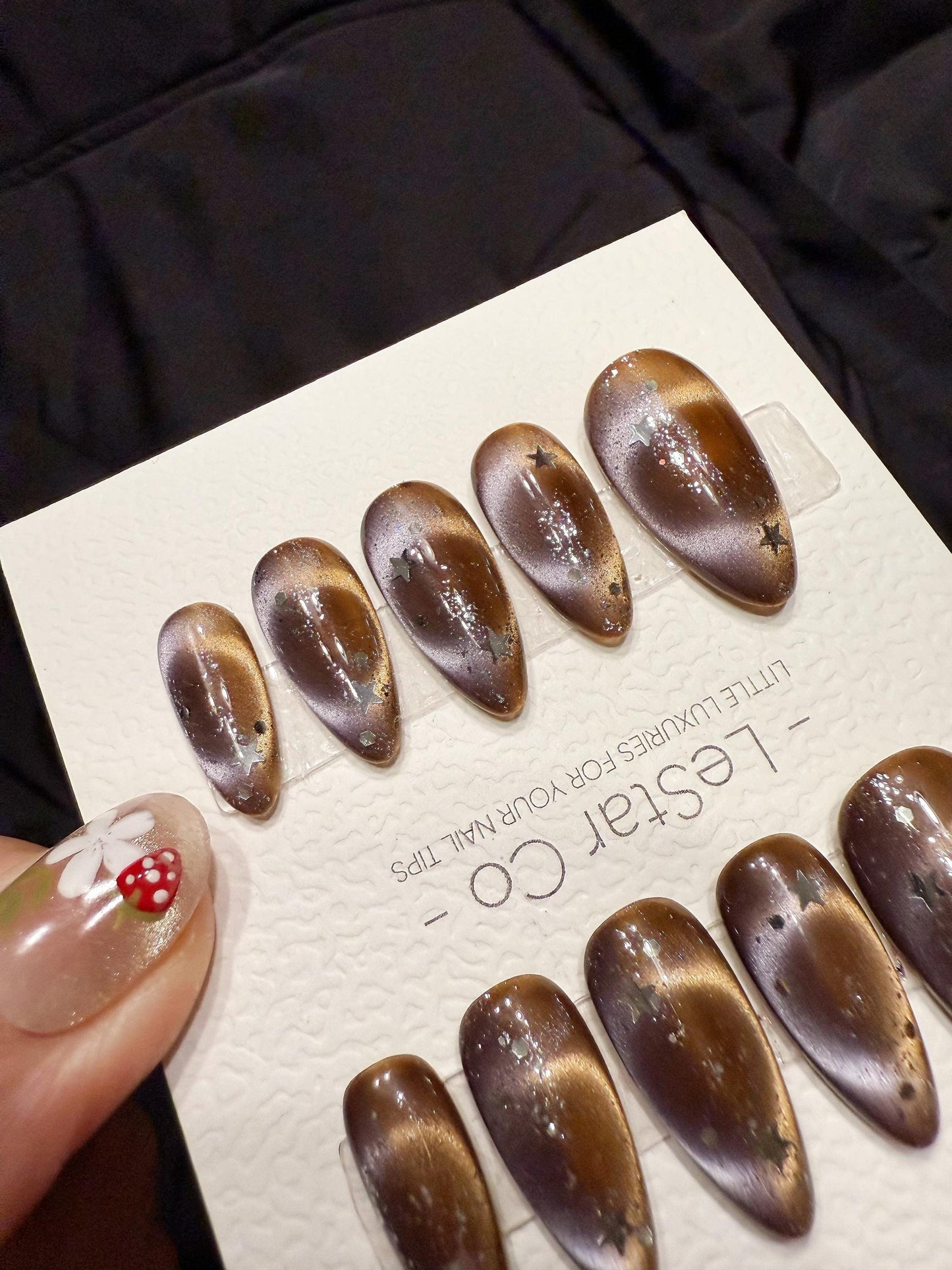 Reusable Calaxy Brew Cat Eye | Handmade Press On Gel Acrylic Nails | 4for3 Timed Offer
