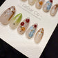 Reusable Cherry Picnic | Handmade Press On Gel Acrylic Nails | 4for3 Timed Offer