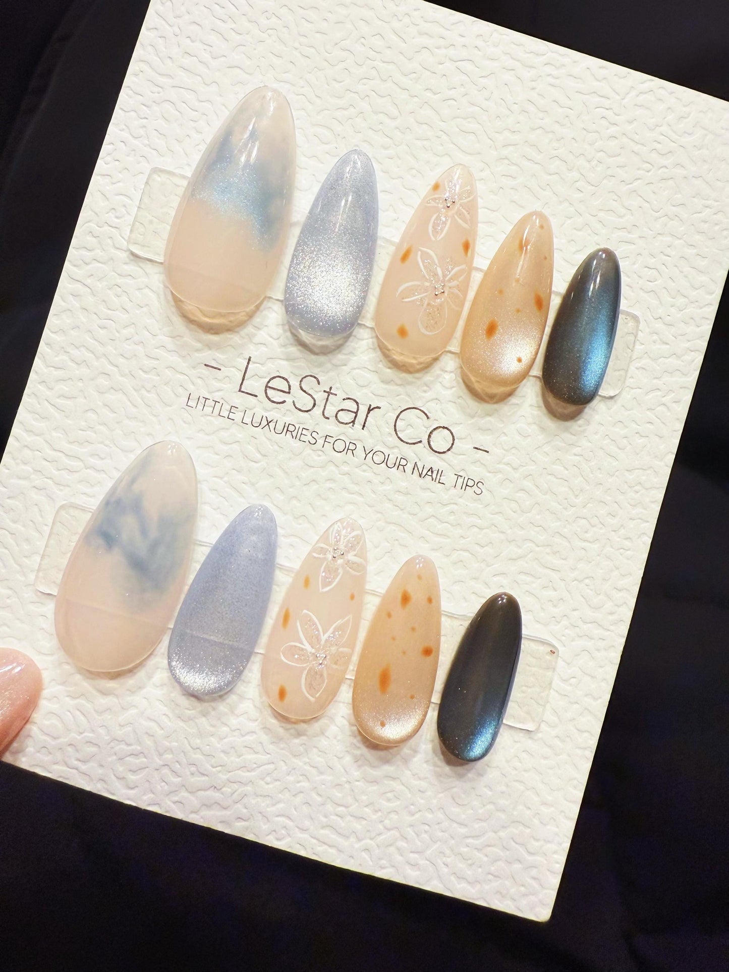 Reusable Blue Moon Latte | Handmade Press On Gel Acrylic Nails | 4for3 Timed Offer