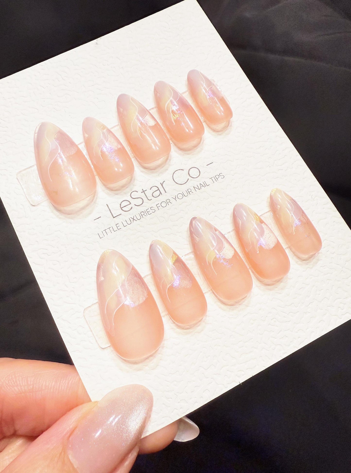 Reusable Rosewater Opal Drift | Handmade Press On Gel Acrylic Nails | 4for3 Timed Offer