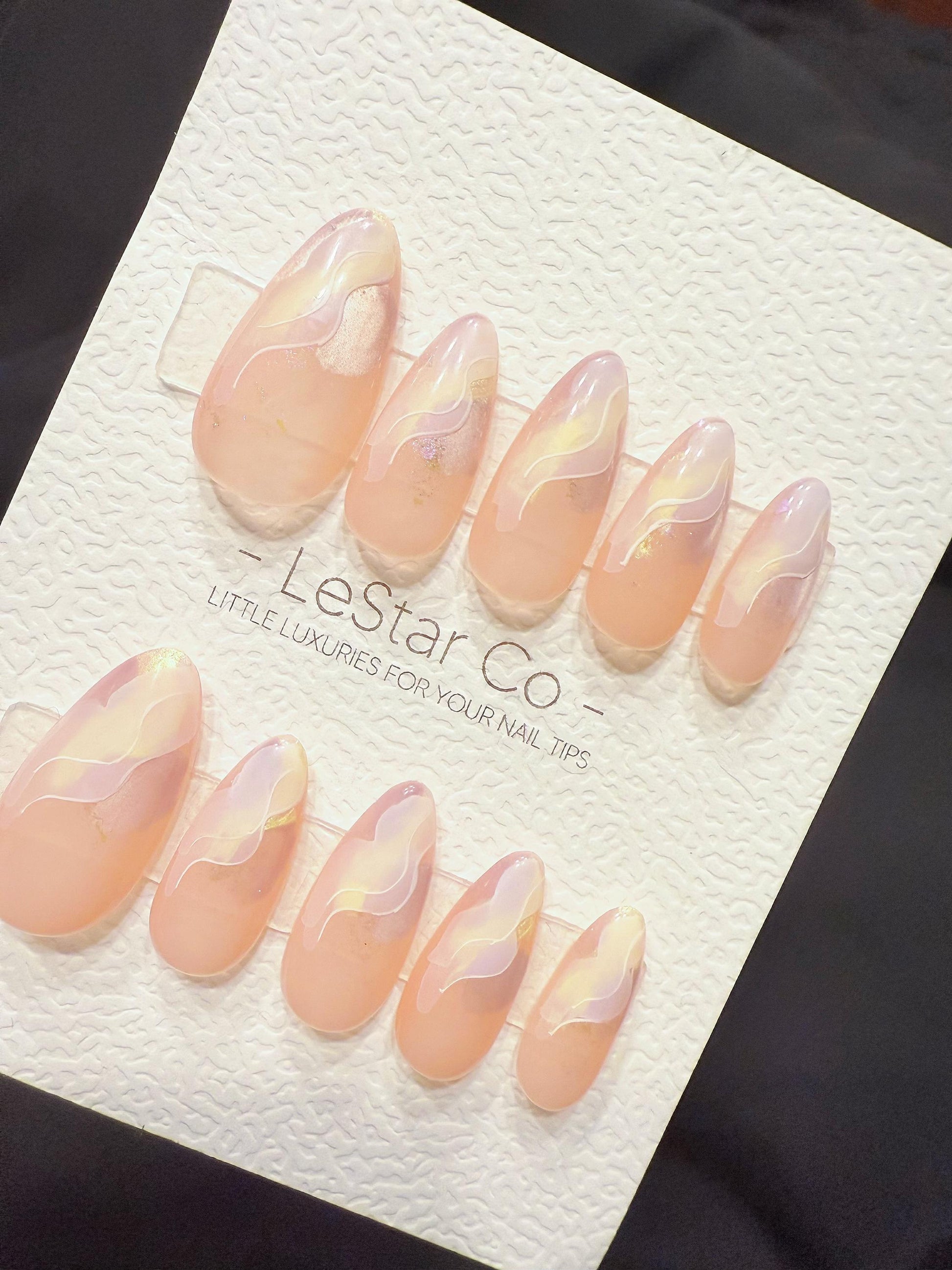 Reusable Rosewater Opal Drift | Handmade Press On Gel Acrylic Nails | 4for3 Timed Offer