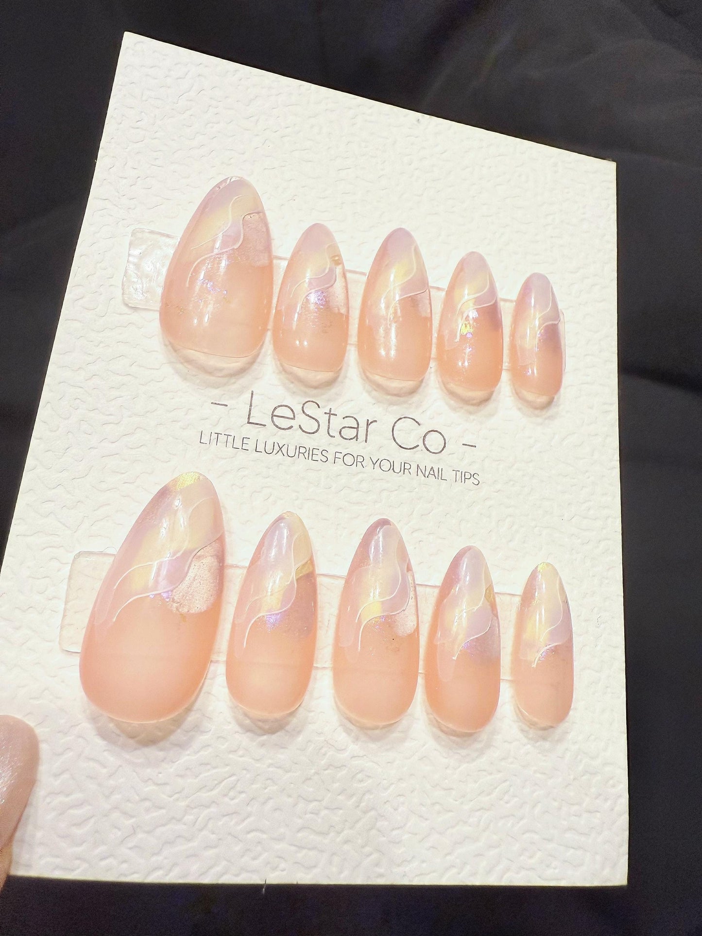 Reusable Rosewater Opal Drift | Handmade Press On Gel Acrylic Nails | 4for3 Timed Offer
