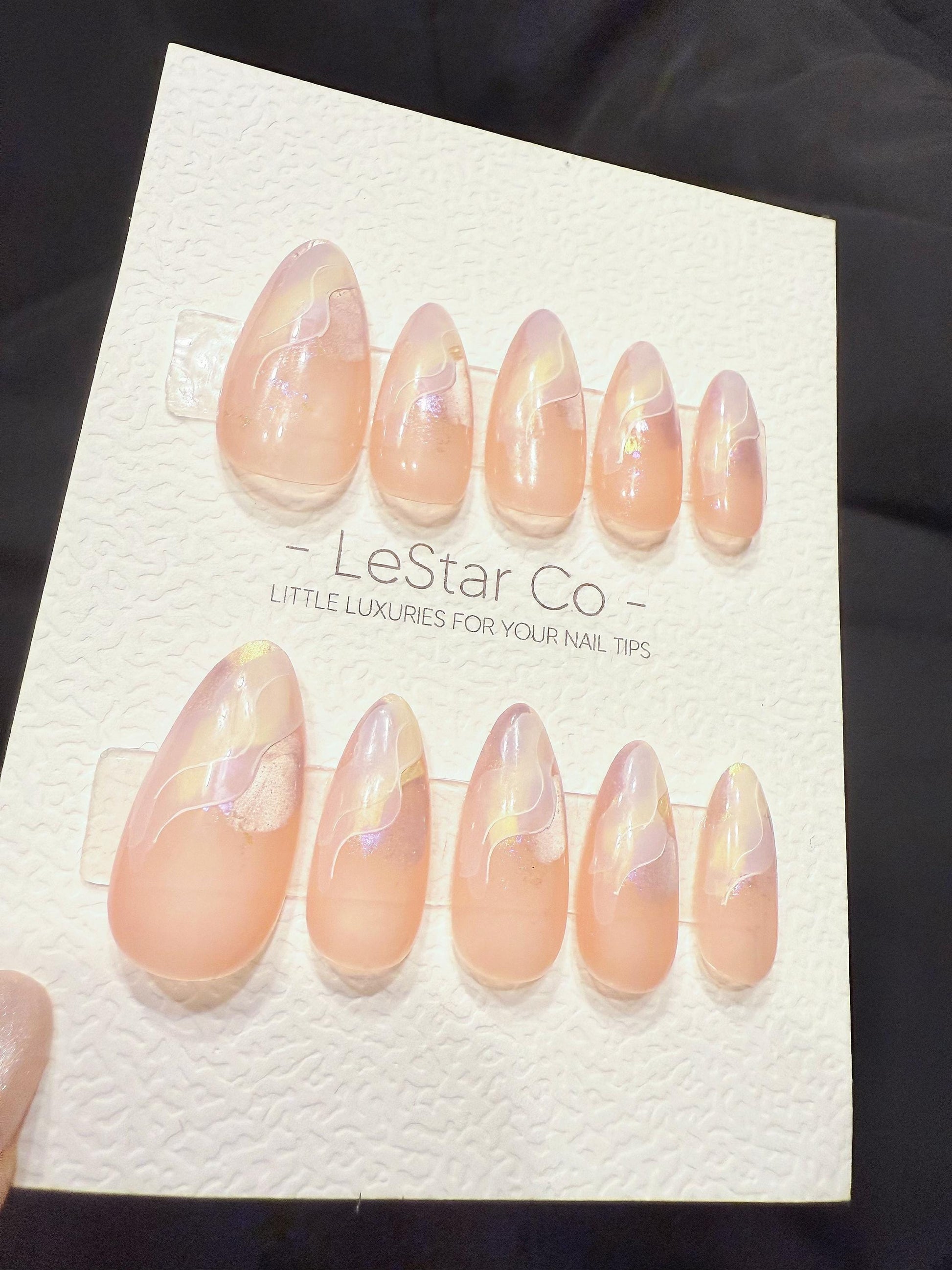 Reusable Rosewater Opal Drift | Handmade Press On Gel Acrylic Nails | 4for3 Timed Offer