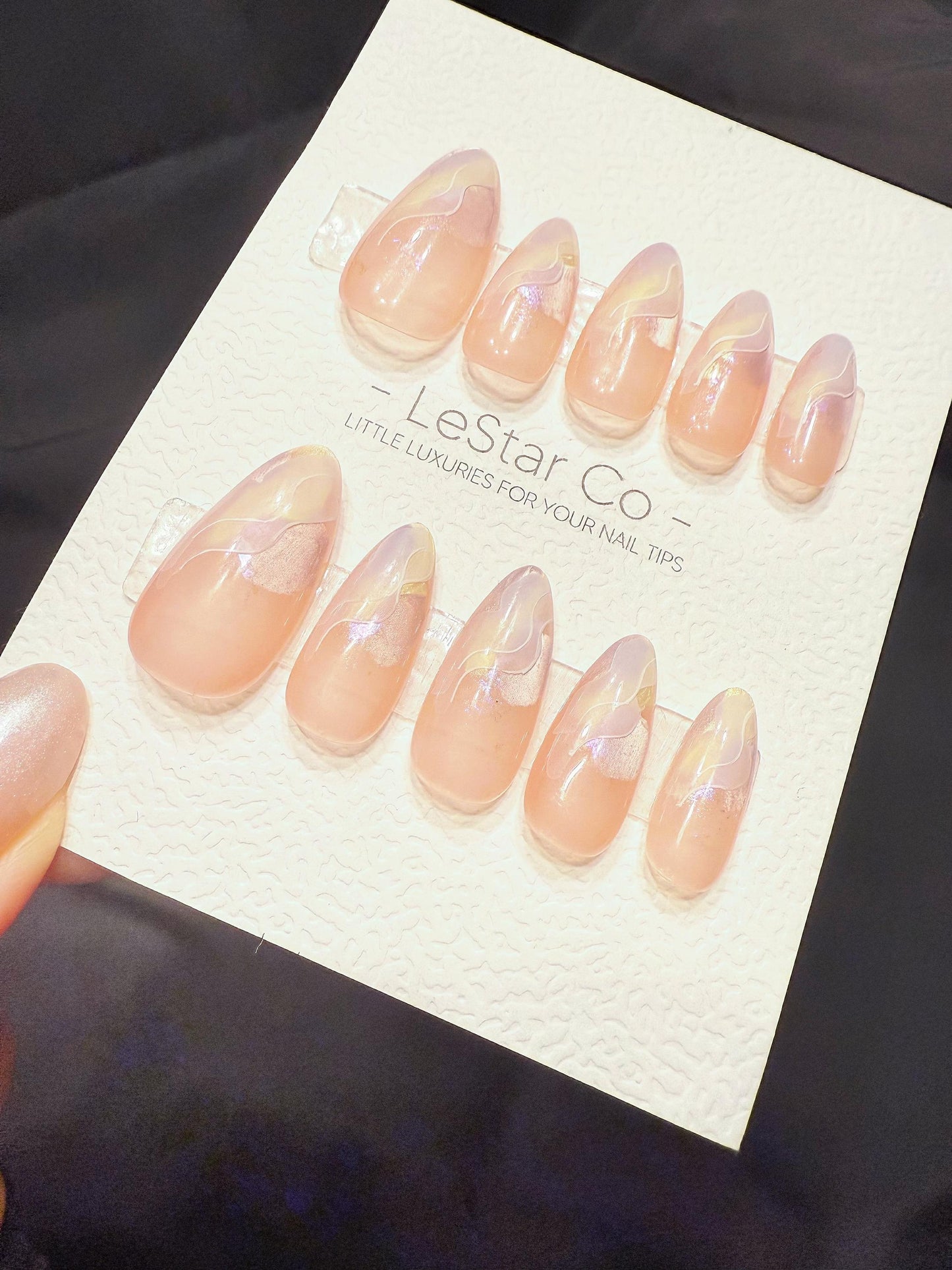Reusable Rosewater Opal Drift | Handmade Press On Gel Acrylic Nails | 4for3 Timed Offer