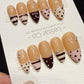 Reusable Mocha Polka French | Handmade Press On Gel Acrylic Nails | 4for3 Timed Offer