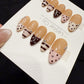 Reusable Mocha Polka French | Handmade Press On Gel Acrylic Nails | 4for3 Timed Offer