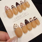 Reusable Mocha Polka French | Handmade Press On Gel Acrylic Nails | 4for3 Timed Offer