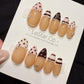 Reusable Mocha Polka French | Handmade Press On Gel Acrylic Nails | 4for3 Timed Offer
