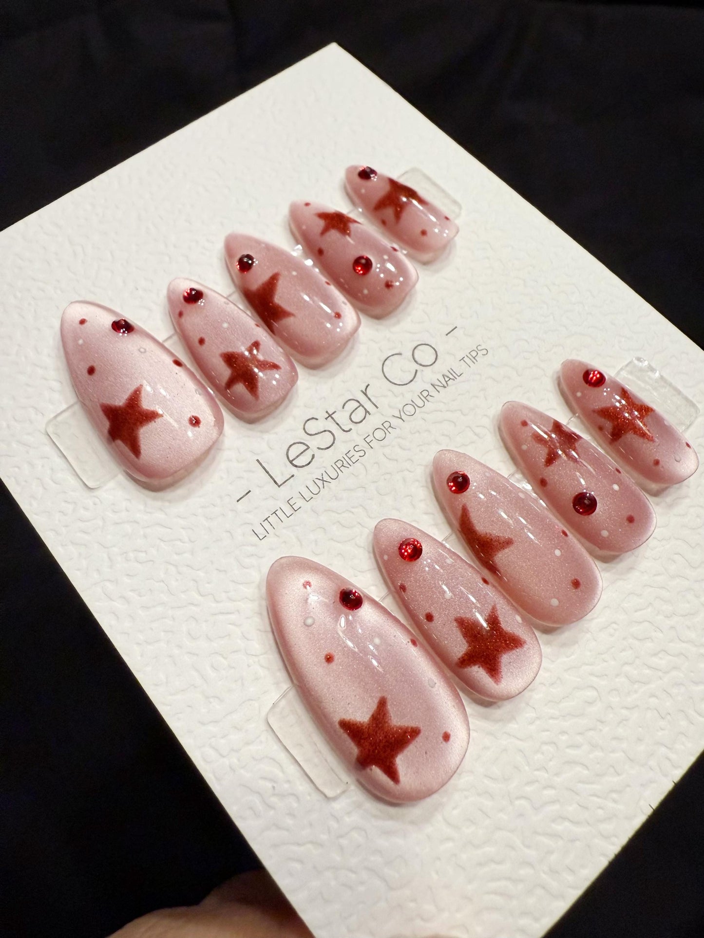 Reusable Cherry Star Kiss | Handmade Press On Gel Acrylic Nails | 4for3 Timed Offer