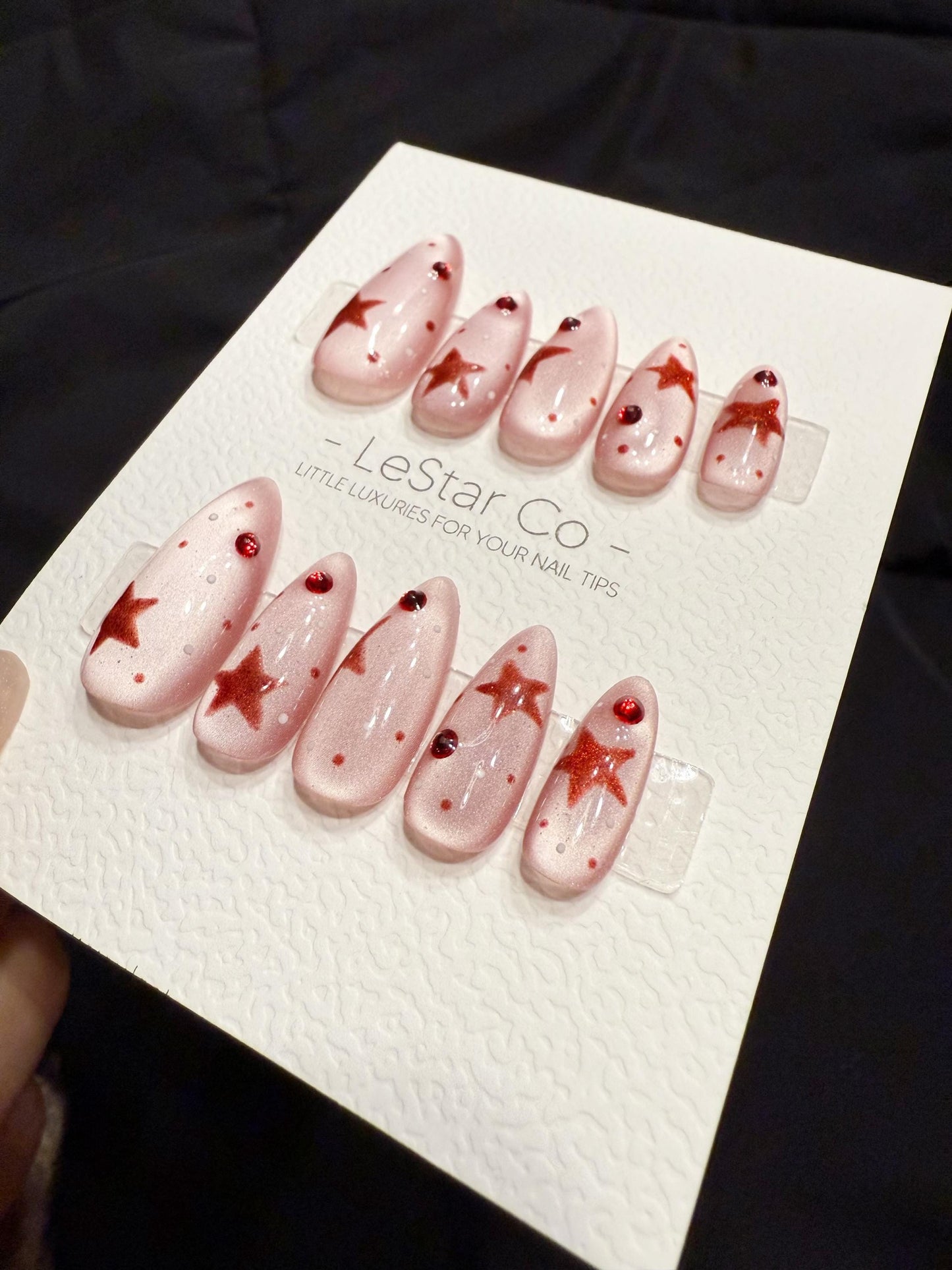 Reusable Cherry Star Kiss | Handmade Press On Gel Acrylic Nails | 4for3 Timed Offer