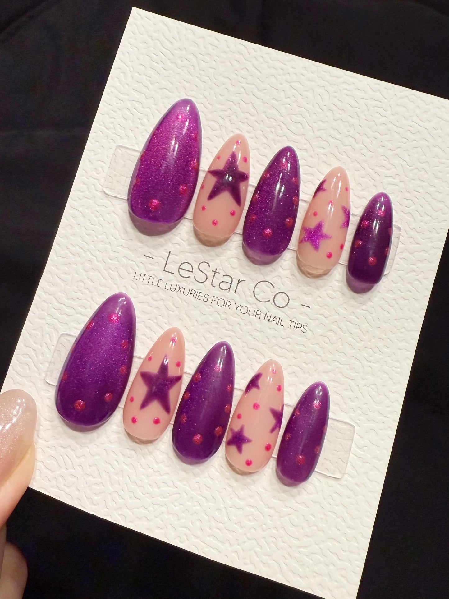 Reusable Violet Stardream | Handmade Press On Gel Acrylic Nails | 4for3 Timed Offer