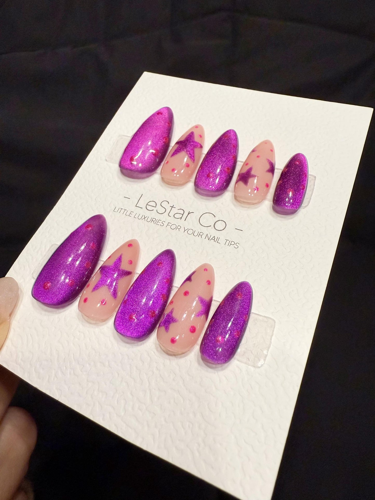 Reusable Violet Stardream | Handmade Press On Gel Acrylic Nails | 4for3 Timed Offer