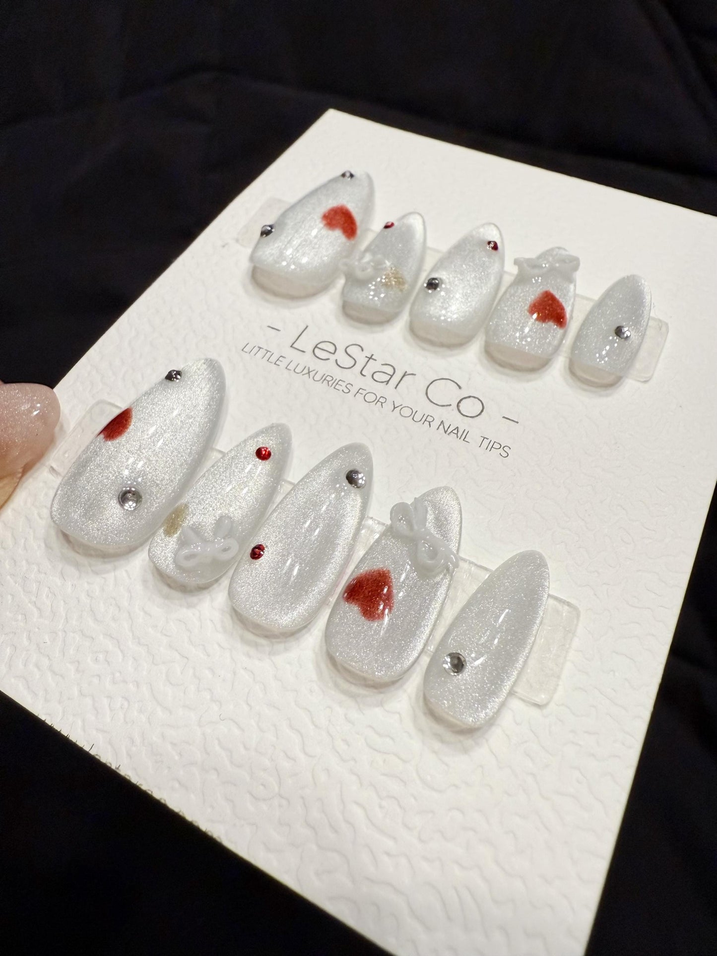 Reusable Snowy Love | Handmade Press On Gel Acrylic Nails | 4for3 Timed Offer