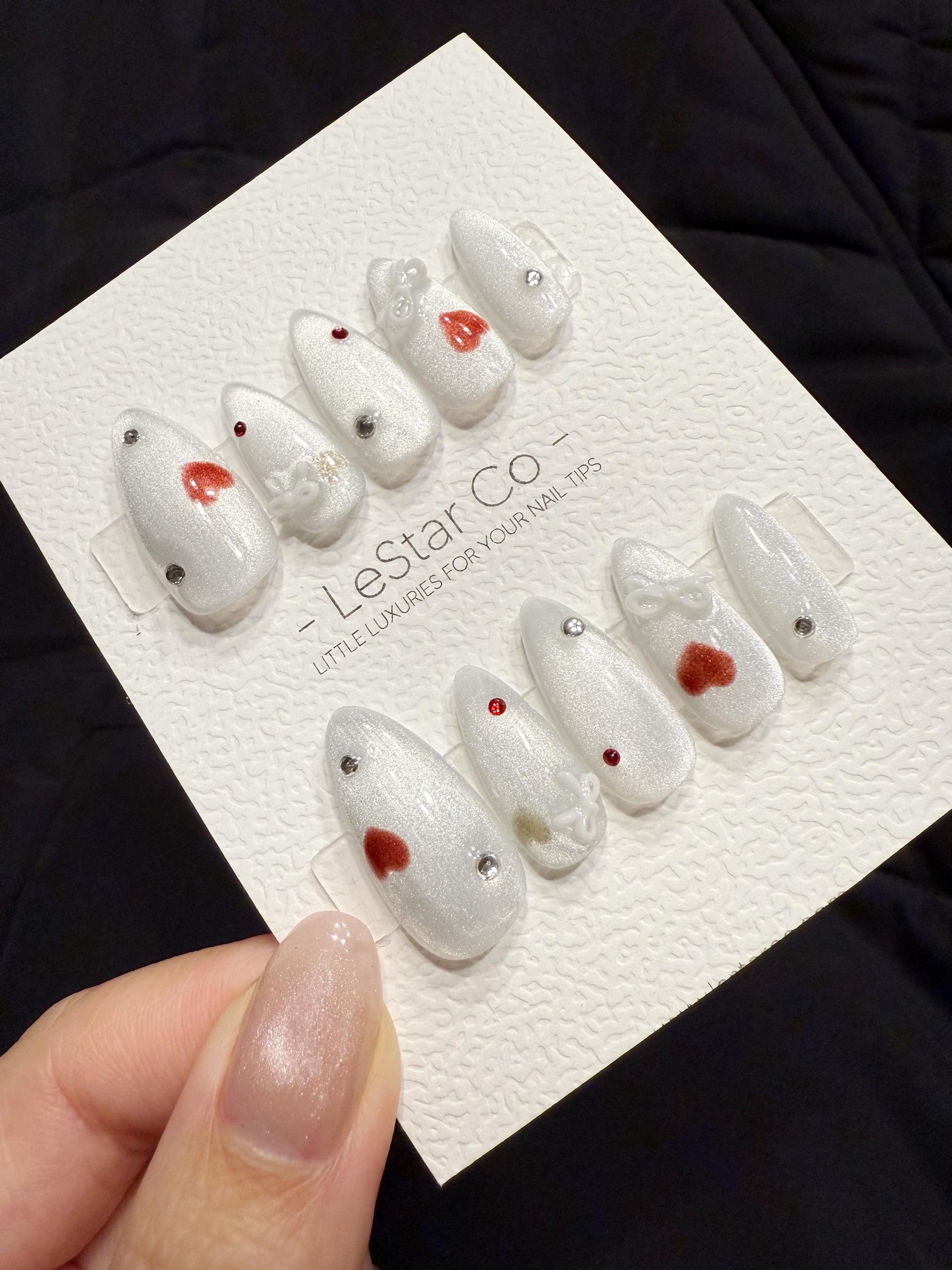 Reusable Snowy Love | Handmade Press On Gel Acrylic Nails | 4for3 Timed Offer