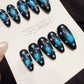 Reusable Blue Dot Blue Cat Eye | Handmade Press On Gel Acrylic Nails | 4for3 Timed Offer