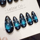 Reusable Blue Dot Blue Cat Eye | Handmade Press On Gel Acrylic Nails | 4for3 Timed Offer