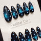 Reusable Blue Dot Blue Cat Eye | Handmade Press On Gel Acrylic Nails | 4for3 Timed Offer