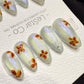 Reusable Aurora Garden Bloom Cat Eye | Handmade Press On Gel Nails