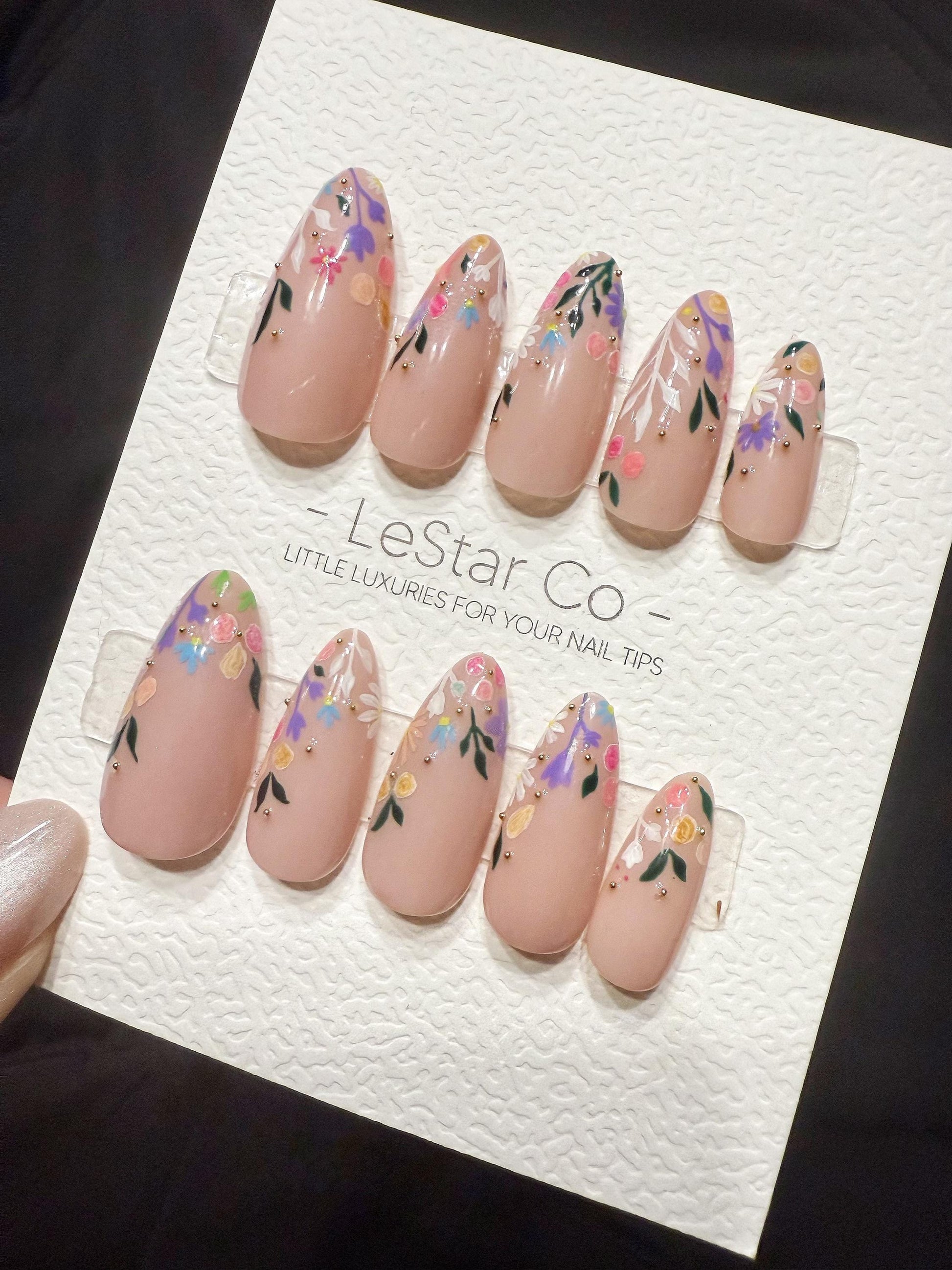 Reusable Garden Confetti | Handmade Press On Gel Acrylic Nails | 4for3 Timed Offer