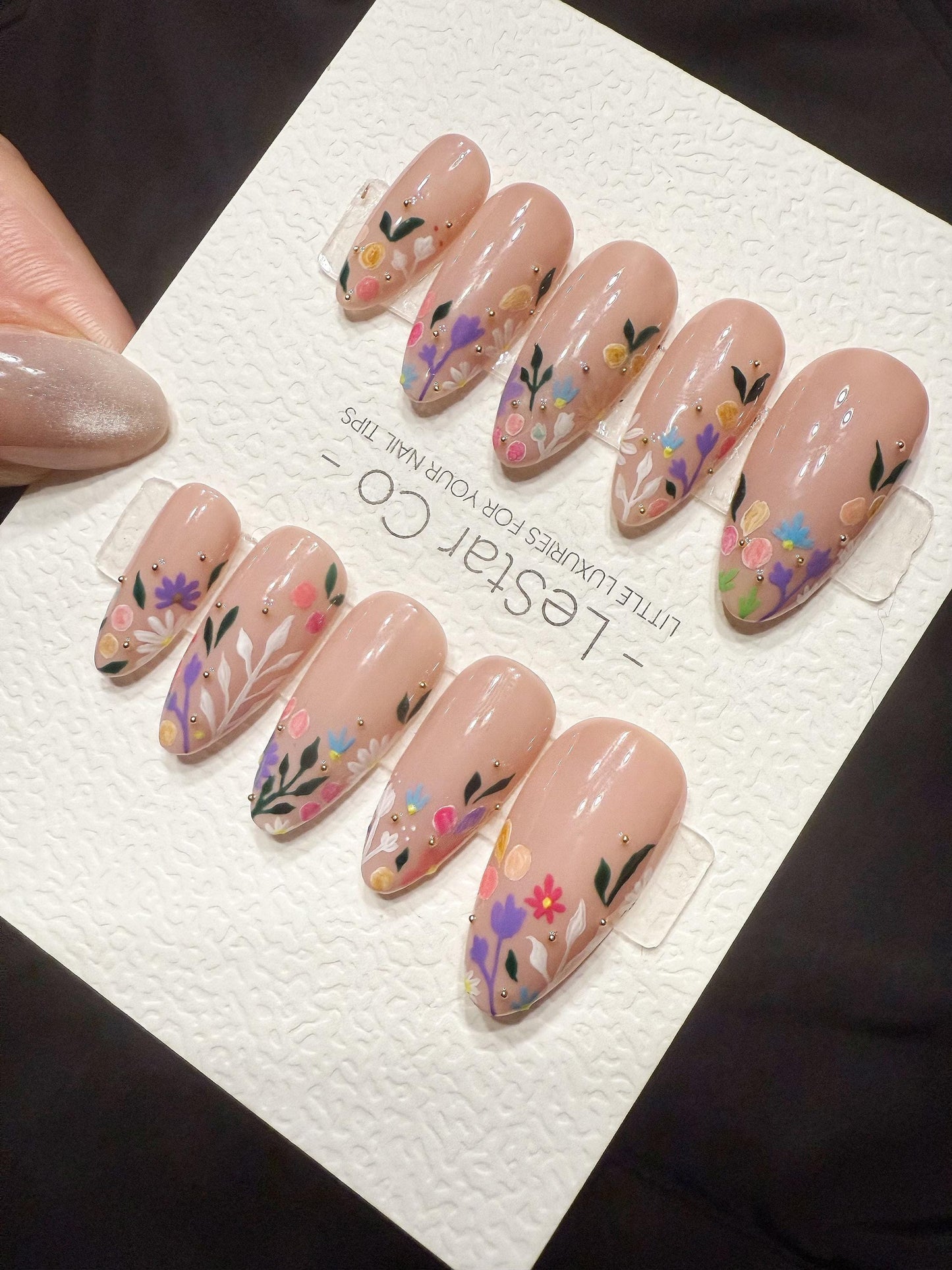Reusable Garden Confetti | Handmade Press On Gel Acrylic Nails | 4for3 Timed Offer