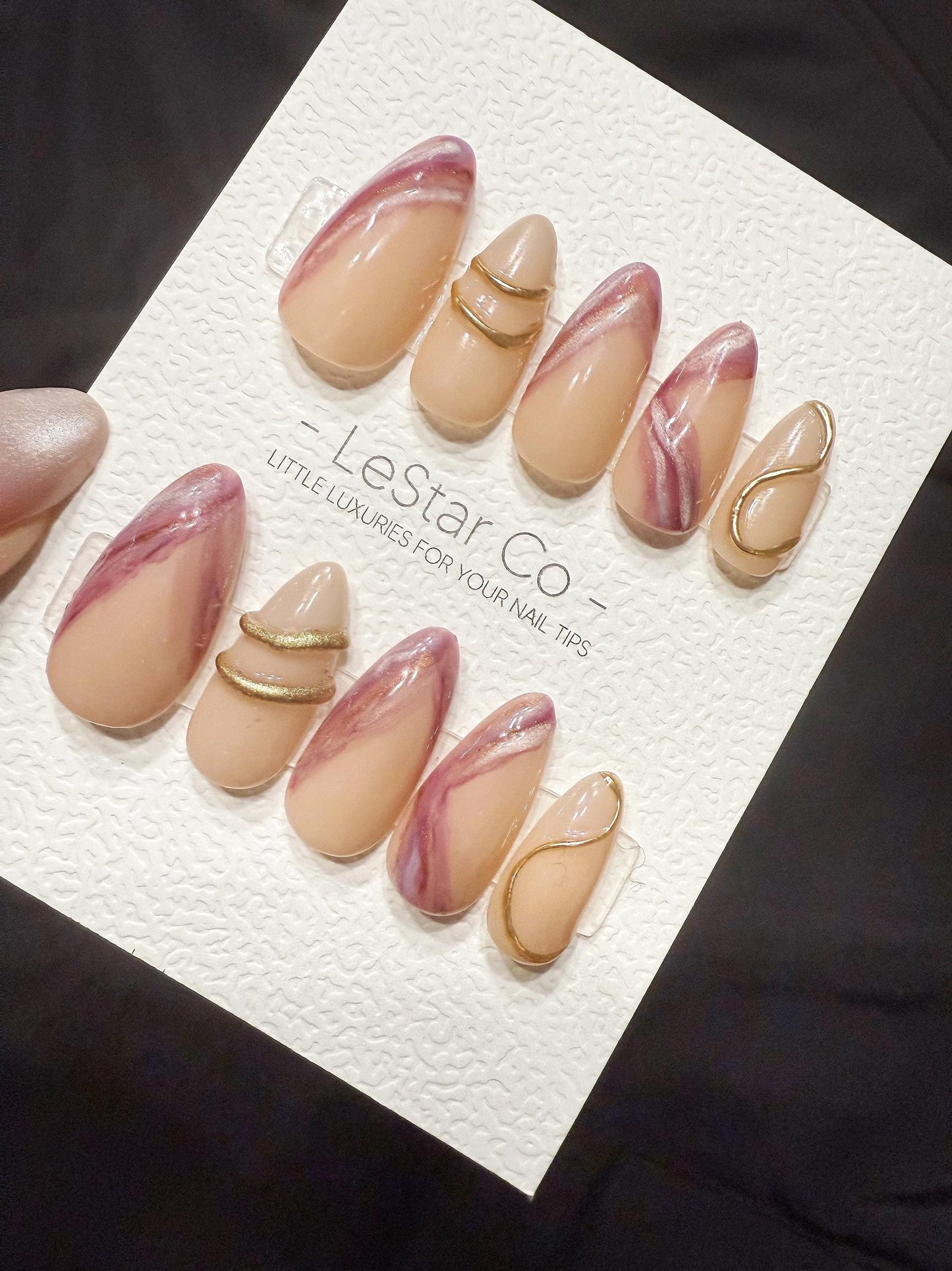 Reusable Rose Quartz Marble | Handmade Press On Gel Acrylic Nails | 4for3 Timed Offer