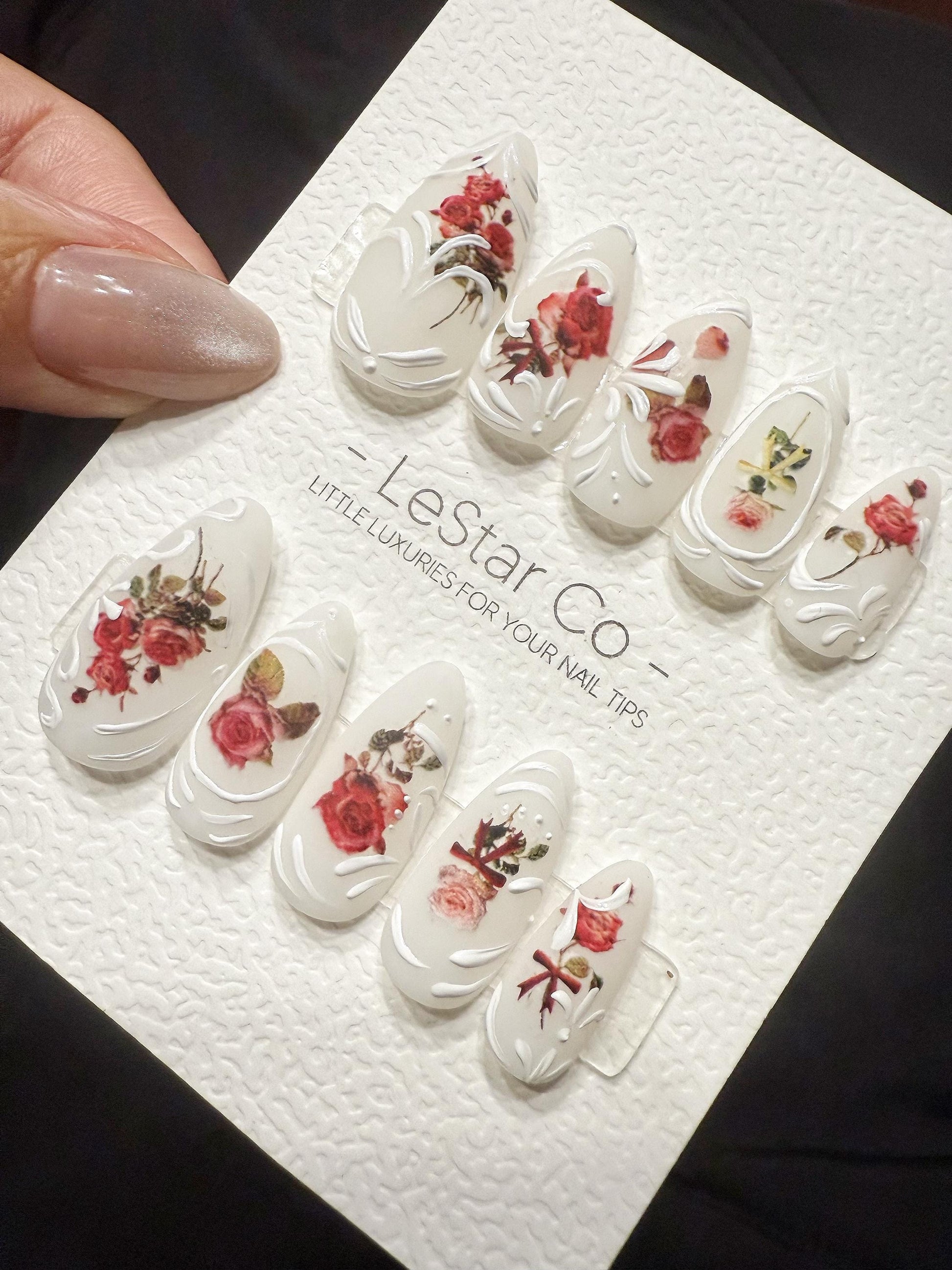 Reusable Vintage Rose Cameo | Handmade Press On Gel Acrylic Nails | 4for3 Timed Offer