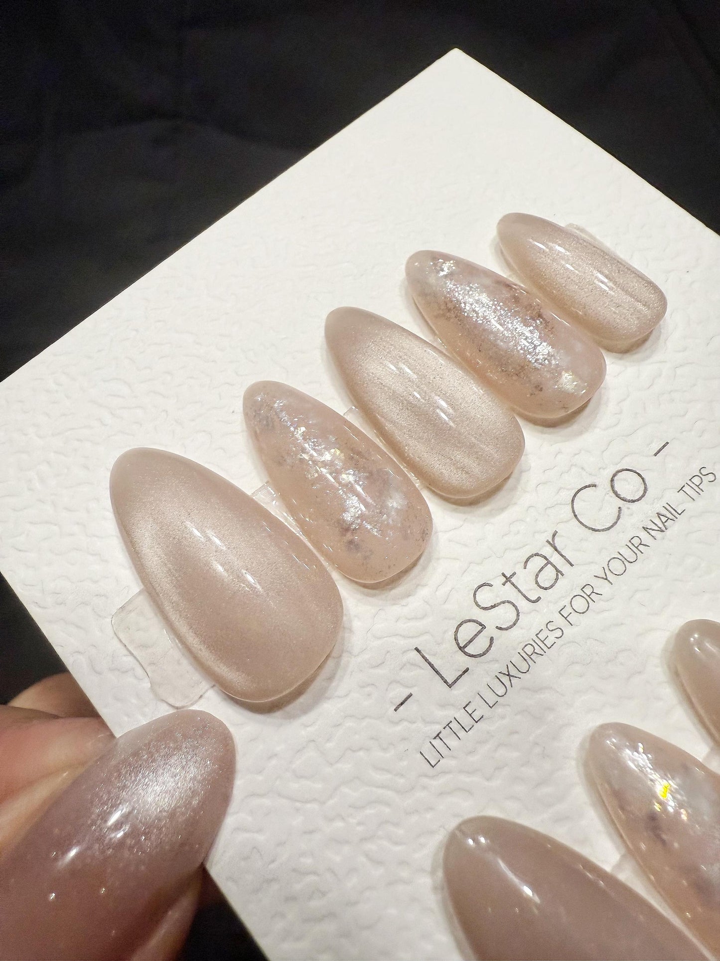 Reusable Champagne Cloud Glow | Handmade Press On Gel Acrylic Nails | 4for3 Timed Offer
