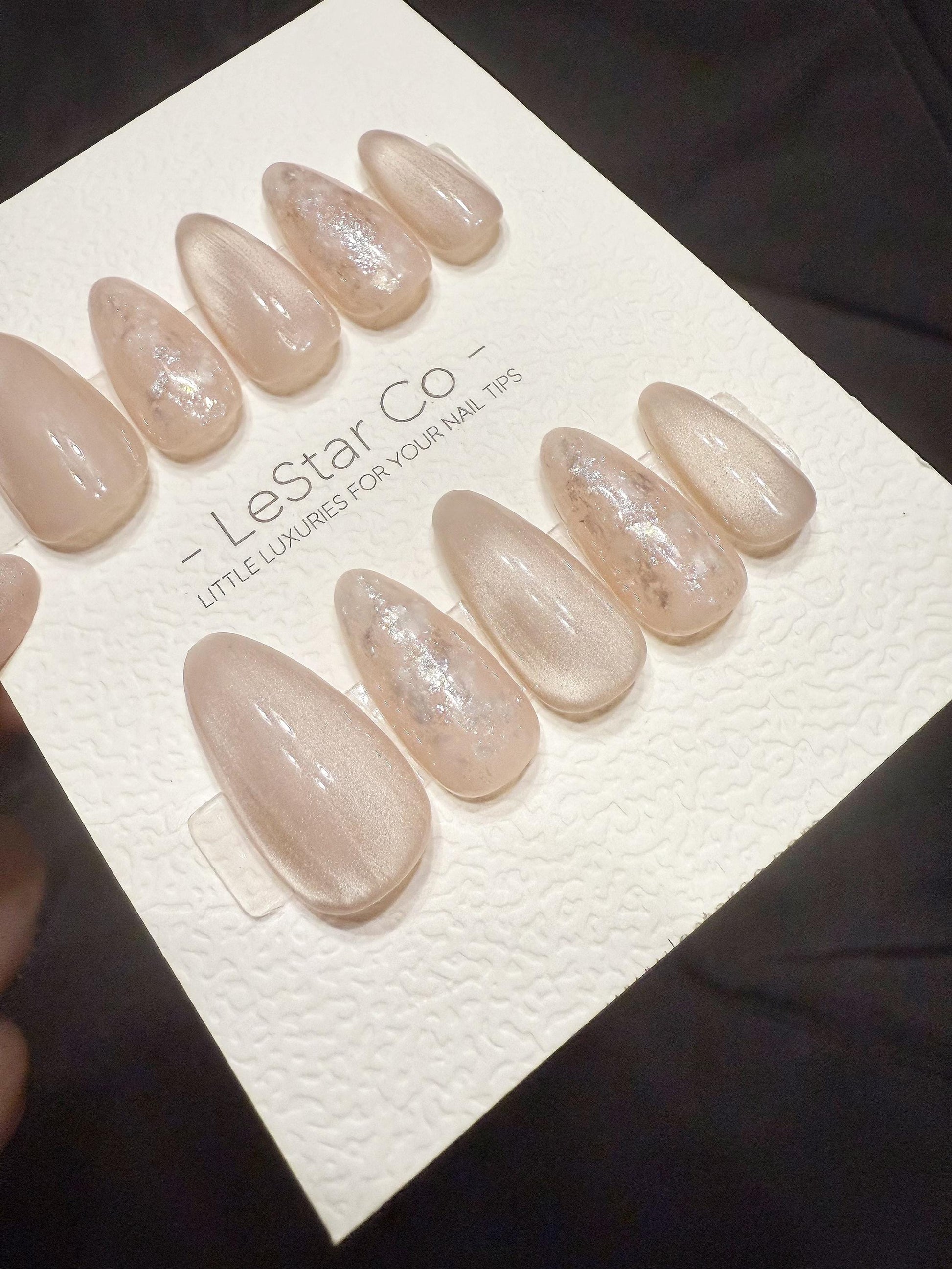 Reusable Champagne Cloud Glow | Handmade Press On Gel Acrylic Nails | 4for3 Timed Offer