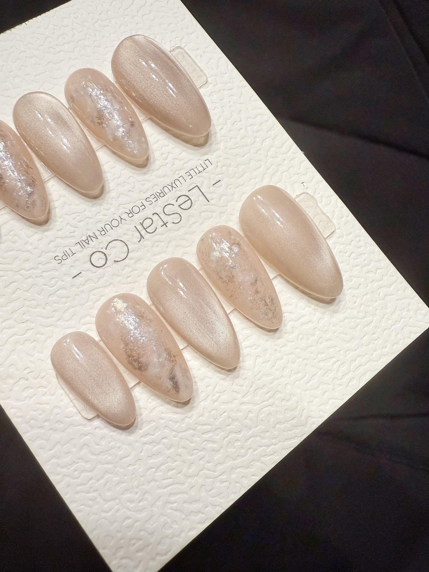 Reusable Champagne Cloud Glow | Handmade Press On Gel Acrylic Nails | 4for3 Timed Offer
