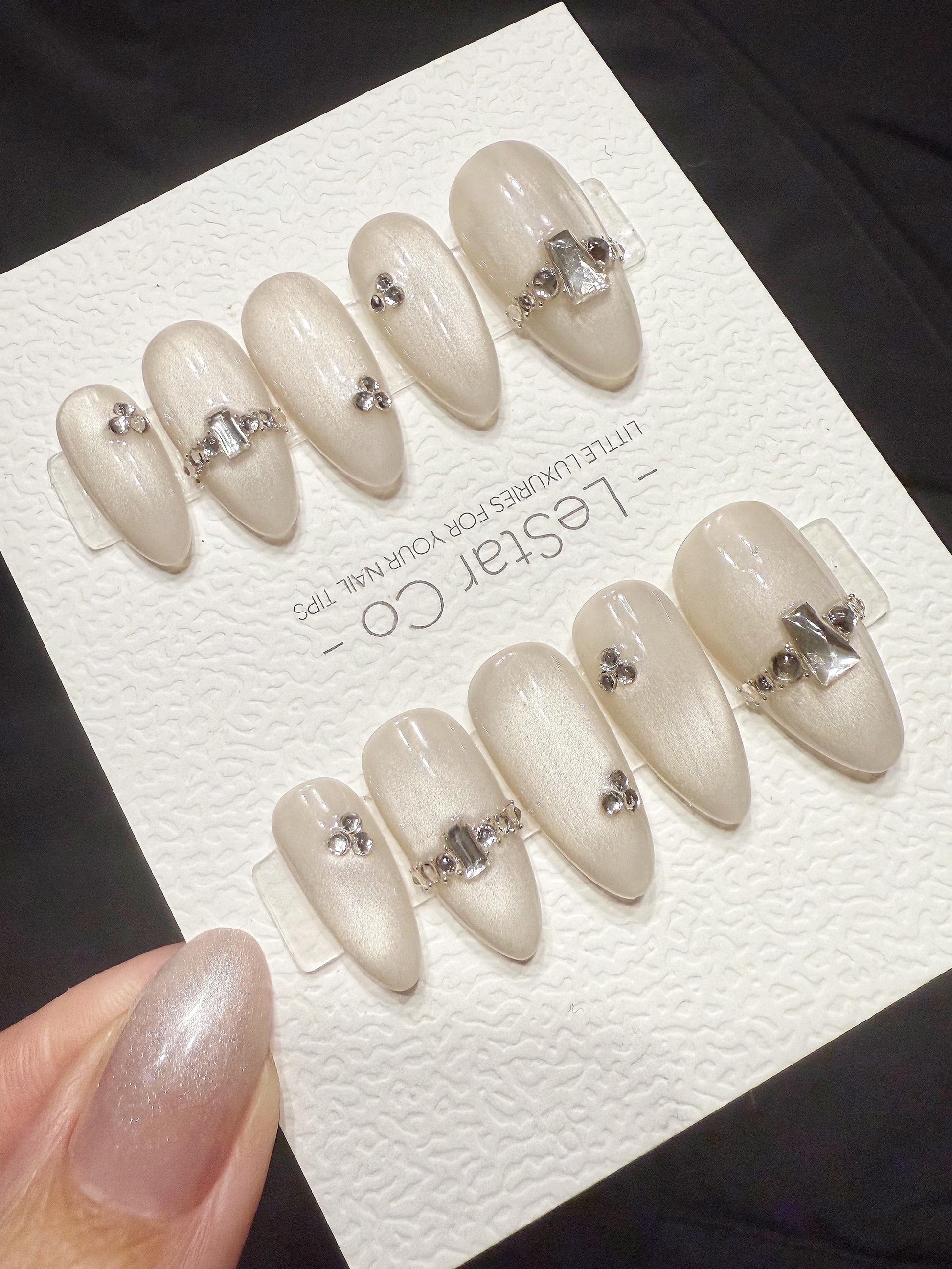 Reusable Crystal Frost | Handmade Press On Gel Acrylic Nails | 4for3 Timed Offer