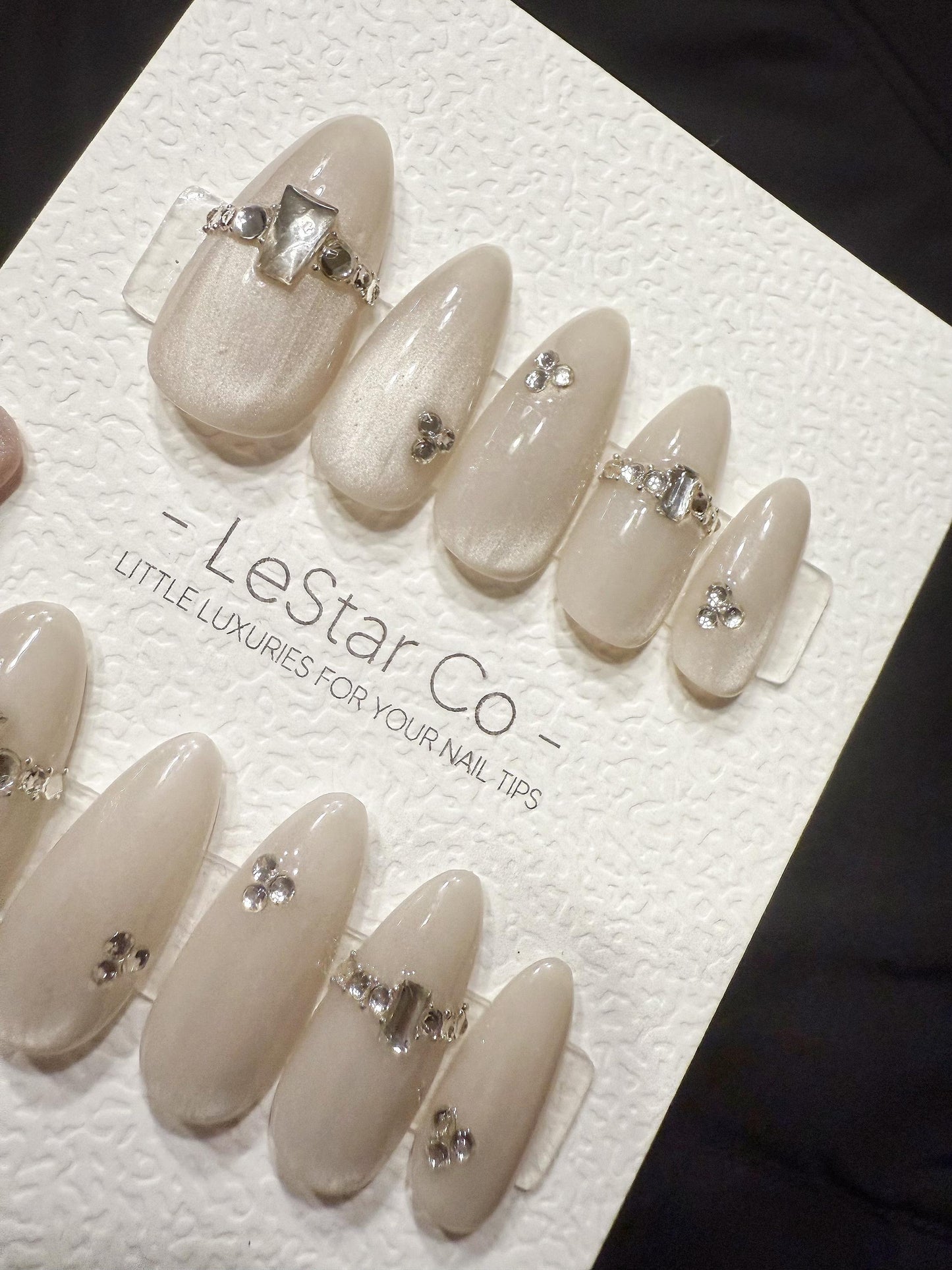 Reusable Crystal Frost | Handmade Press On Gel Acrylic Nails | 4for3 Timed Offer