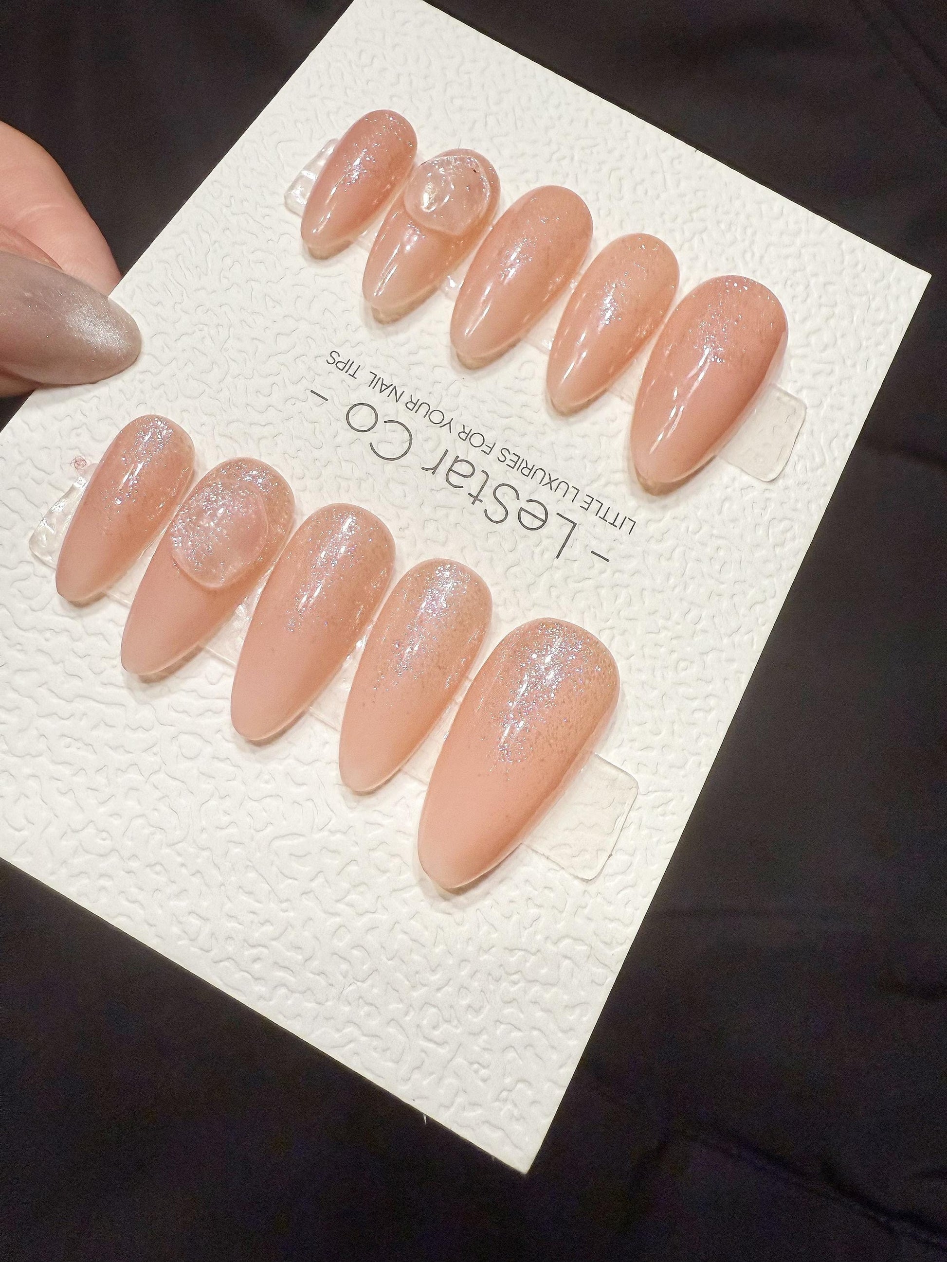 Reusable Peach Jelly Glow | Handmade Press On Gel Acrylic Nails | 4for3 Timed Offer