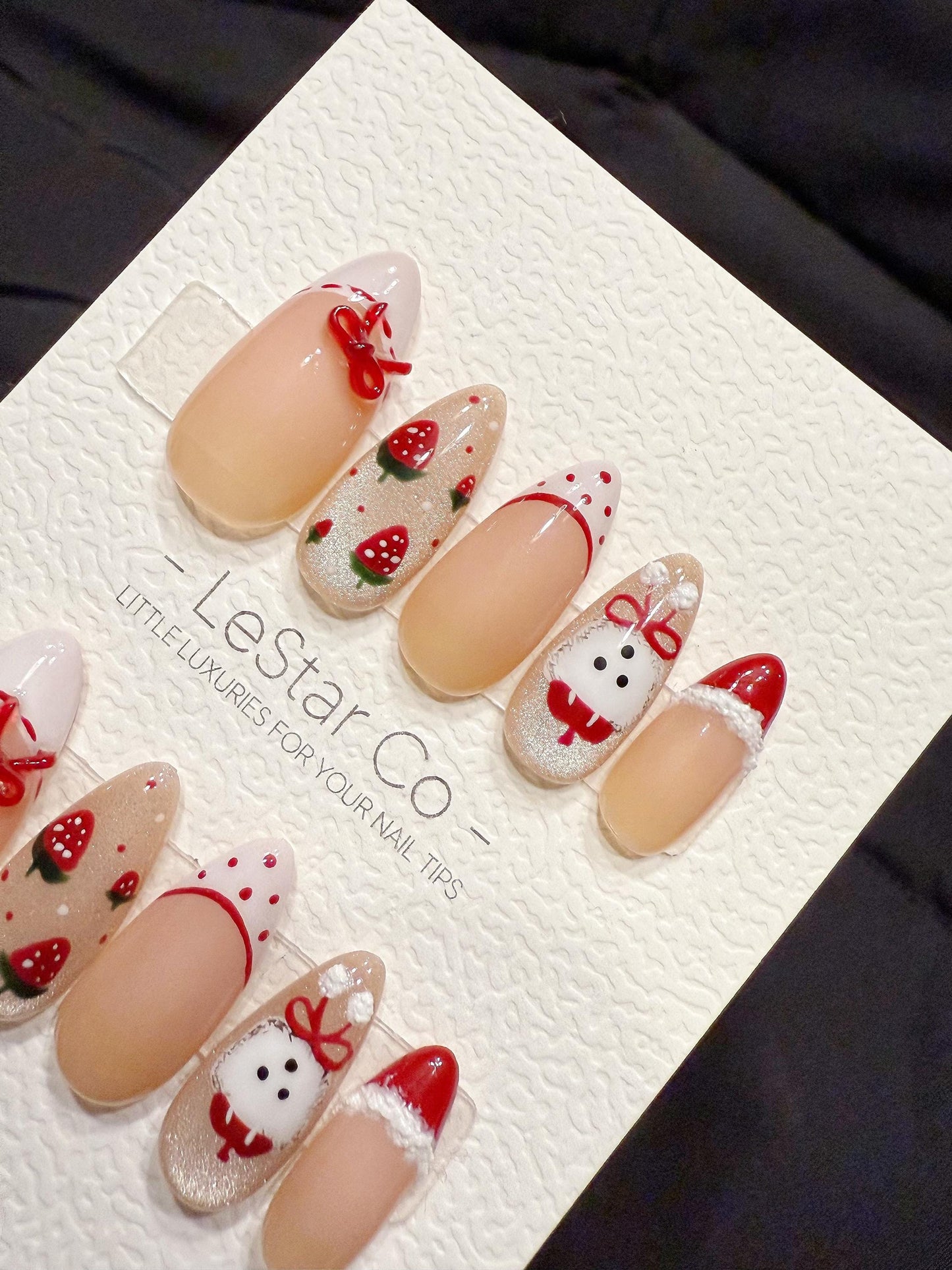 Reusable Strawberry Puppy | Handmade Press On Gel Acrylic Nails | 4for3 Timed Offer