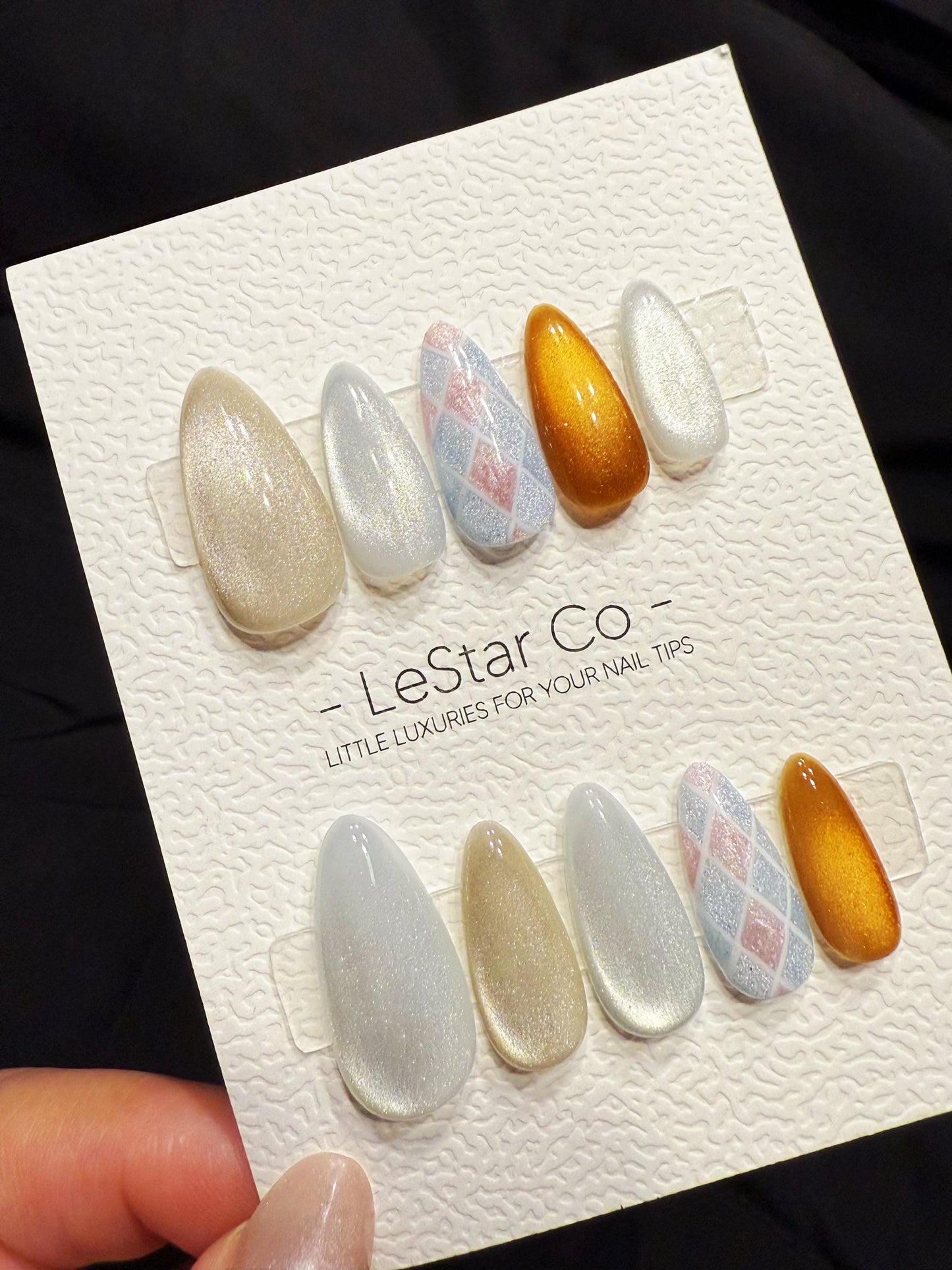 Reusable Champagne Tweed Luxe | Handmade Press On Gel Acrylic Nails | 4for3 Timed Offer