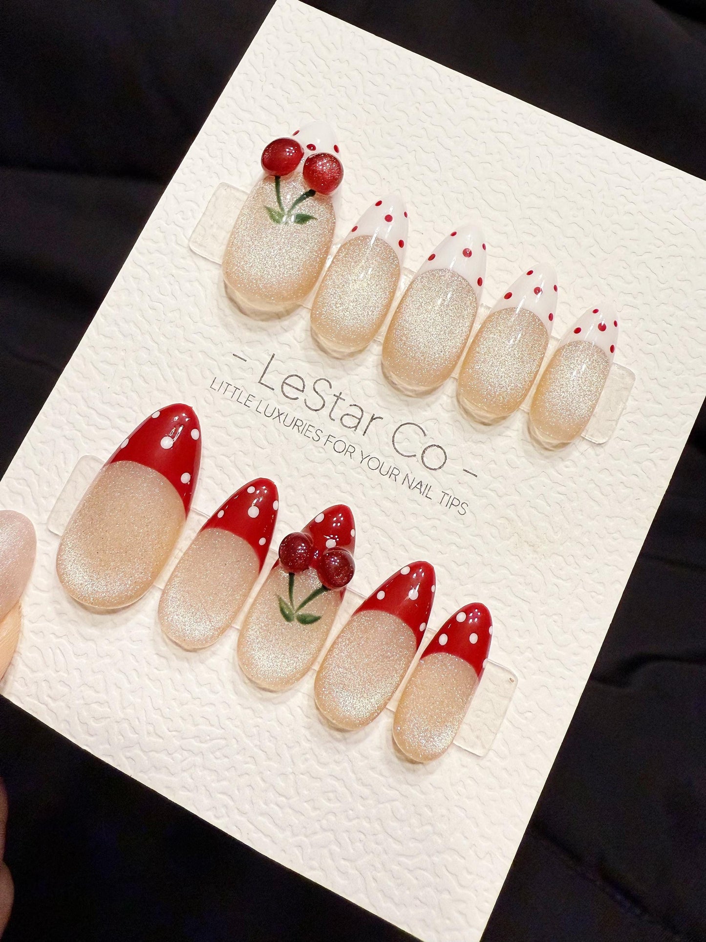 Reusable Fresh Cherry | Handmade Press On Gel Acrylic Nails | 4for3 Timed Offer